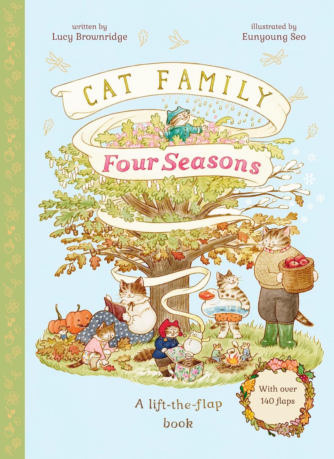 Close-up of an open flap page revealing a hidden illustrated detail inside a Cat Family book