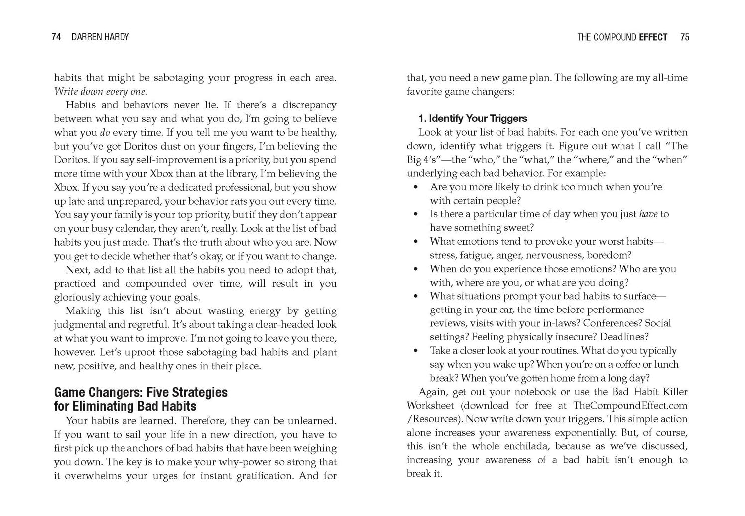 Spine and side view of The Compound Effect by Darren Hardy paperback book
