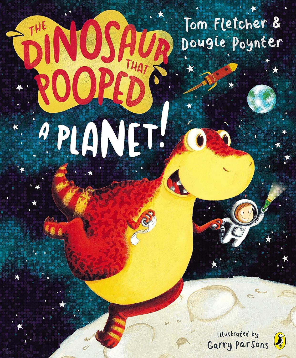 The Dinosaur That Pooped a Planet and The Dinosaur That Pooped a Monster paperback covers side by side