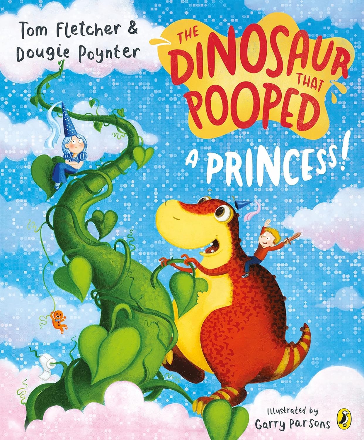 Inside page spread from The Dinosaur That Pooped showing rhyming text and colorful dinosaur illustration