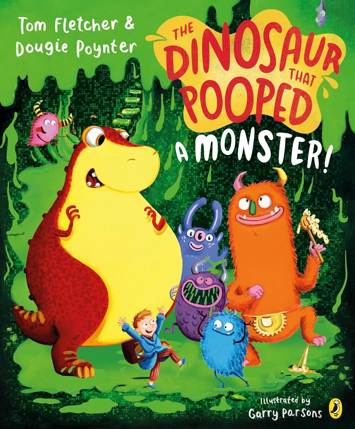 Full 7-book Dinosaur That Pooped collection by Tom Fletcher displayed together, paperback set for ages 3-7