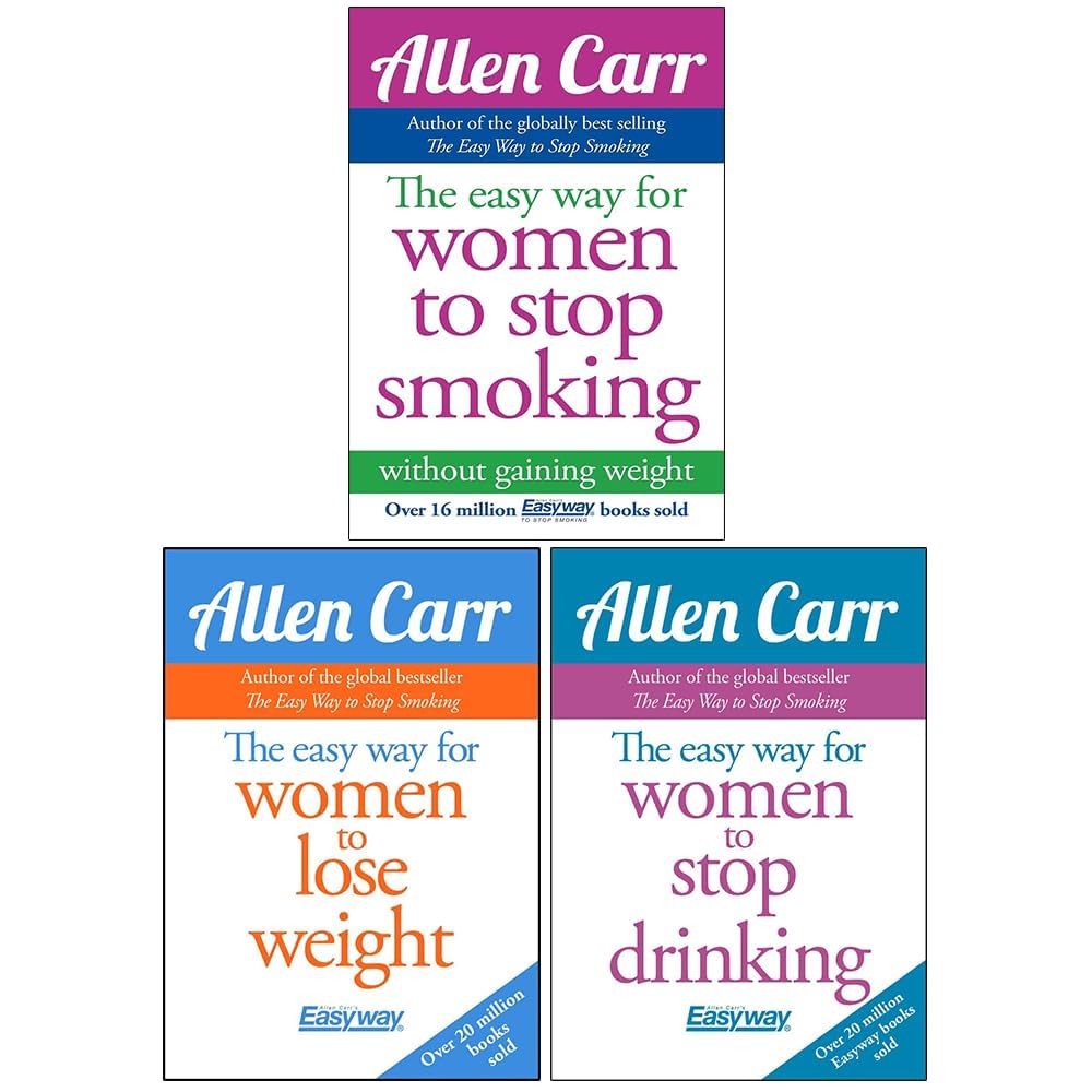 The Easy Way for Women by Allen Carr 3-book paperback set - front covers of all three titles