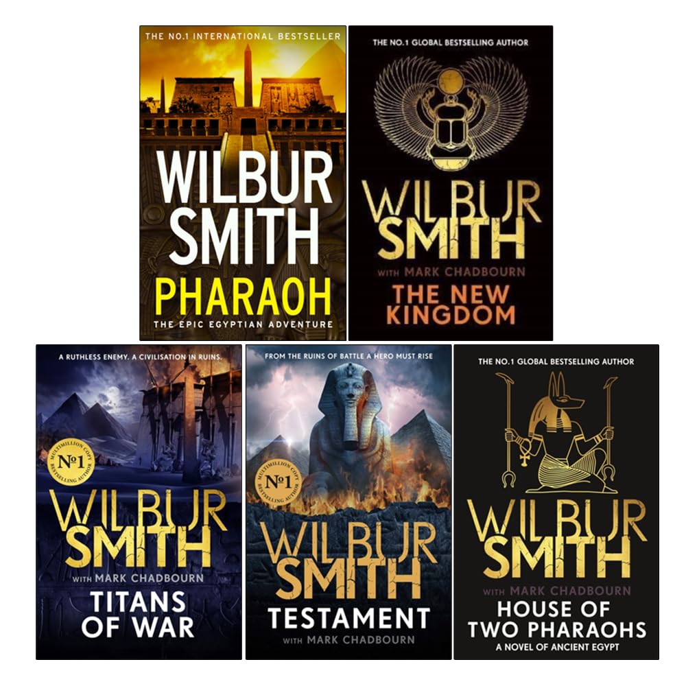 The Egyptian Series 6-10 by Wilbur Smith 5 Books Collection Set, paperback front covers