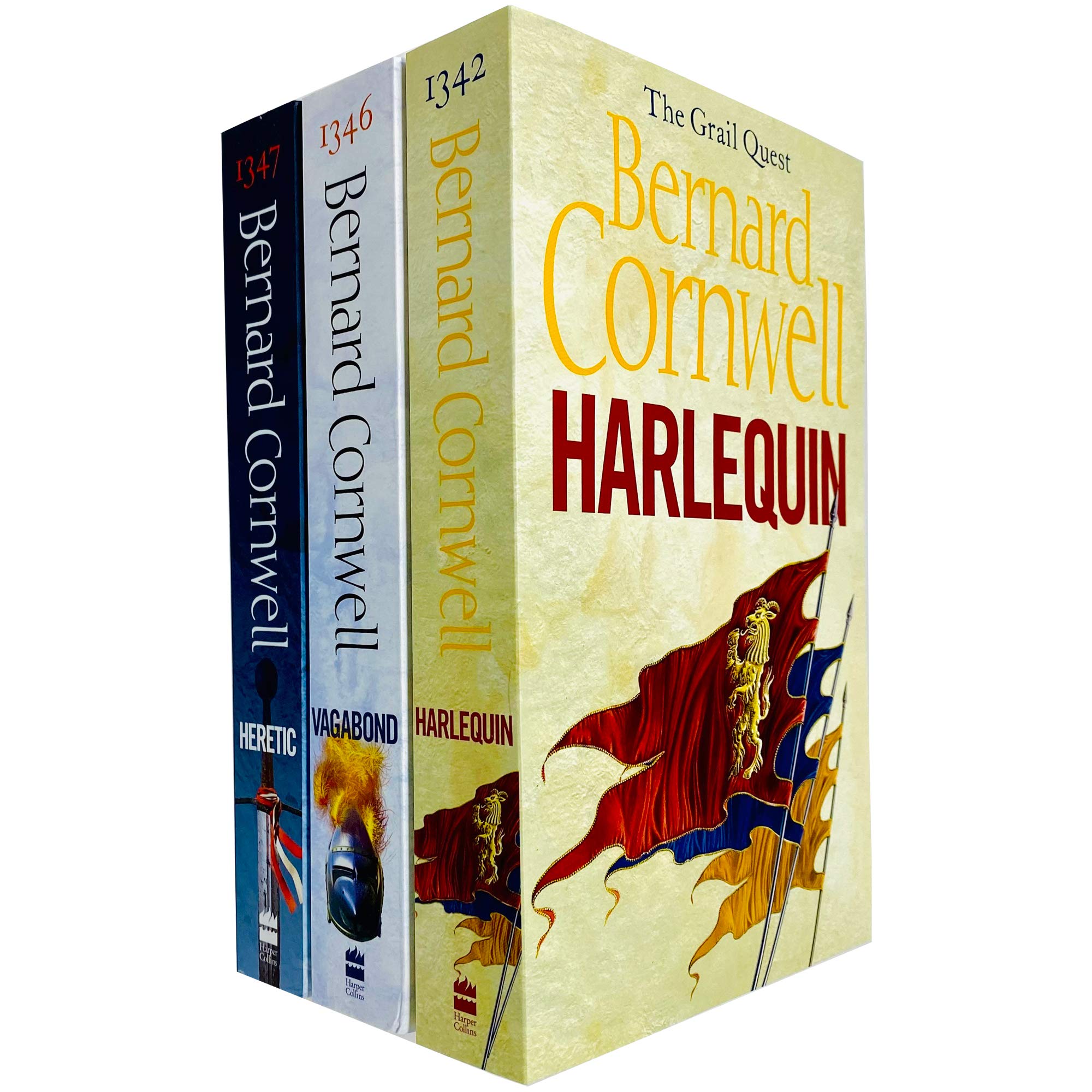 The Grail Quest Trilogy paperback collection - Harlequin, Vagabond, Heretic by Bernard Cornwell, additional cover view