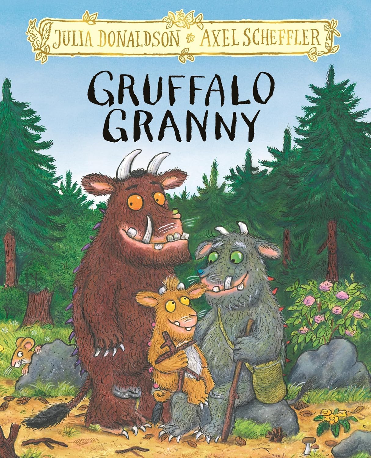 Inside page spread showing Axel Scheffler's illustrations from the Gruffalo picture book series
