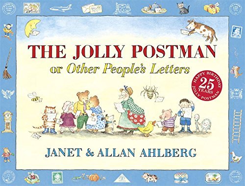 The Jolly Postman hardback book open showing pull-out envelope and letter page spread