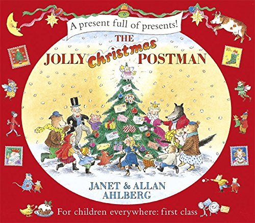 The Jolly Christmas Postman hardback back cover with book description and set details