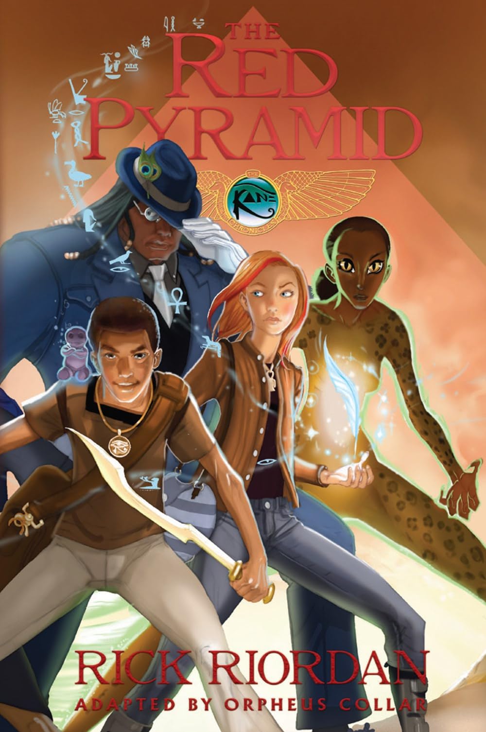 The Red Pyramid, The Throne of Fire, and The Serpent's Shadow paperback covers shown together