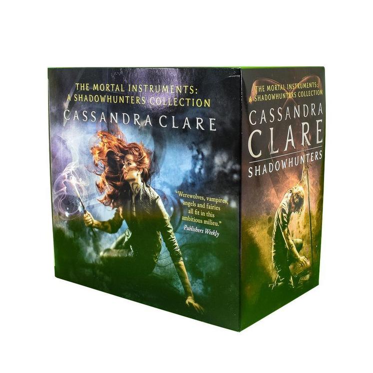 The Mortal Instruments 7-book paperback set by Cassandra Clare fanned out to show spines and cover art for each Shadowhunters title.