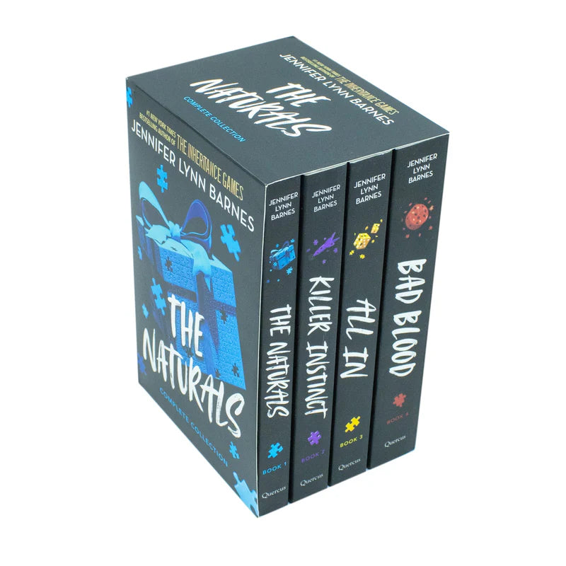 Close-up of The Naturals paperback box set spines showing all four titles by Jennifer Lynn Barnes