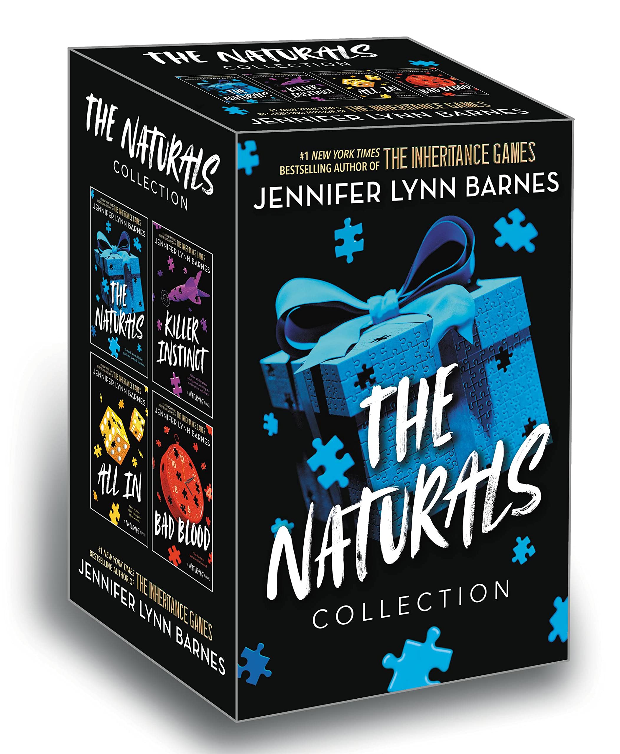 The Naturals 4 book paperback box set by Jennifer Lynn Barnes, front covers of the young adult mystery thriller series
