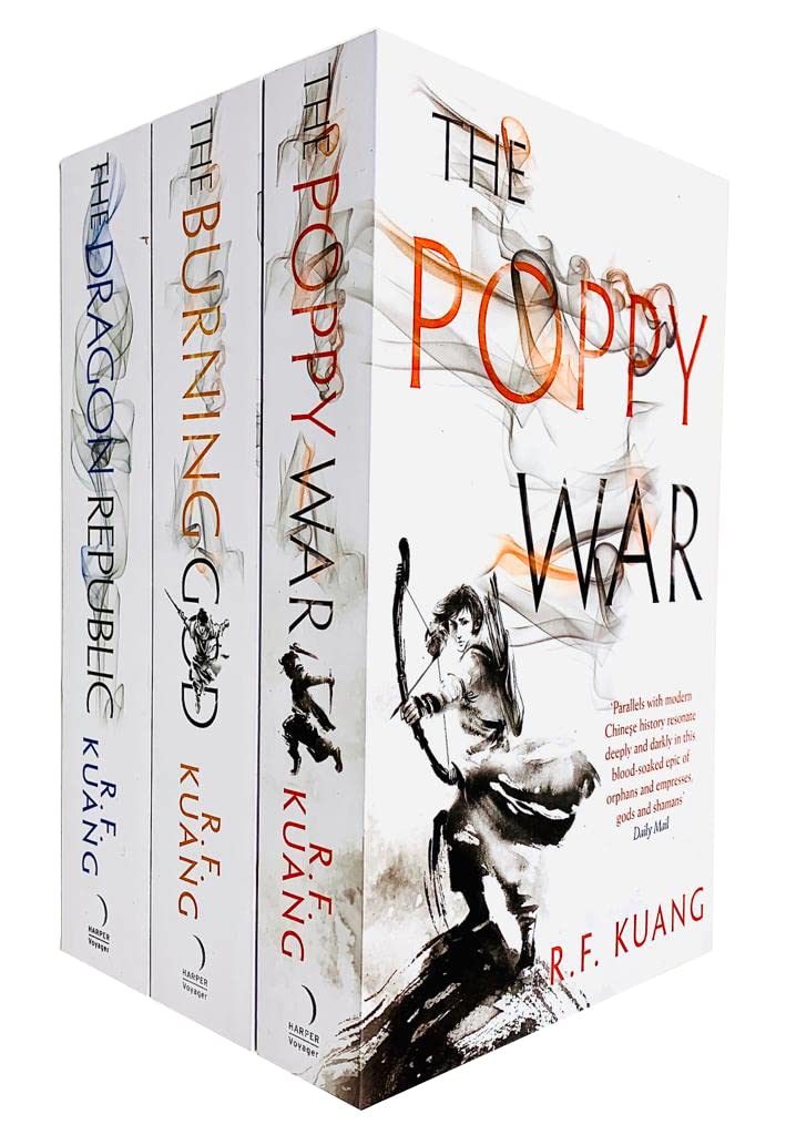 The Poppy War Trilogy by R.F. Kuang 3-book paperback collection set front covers