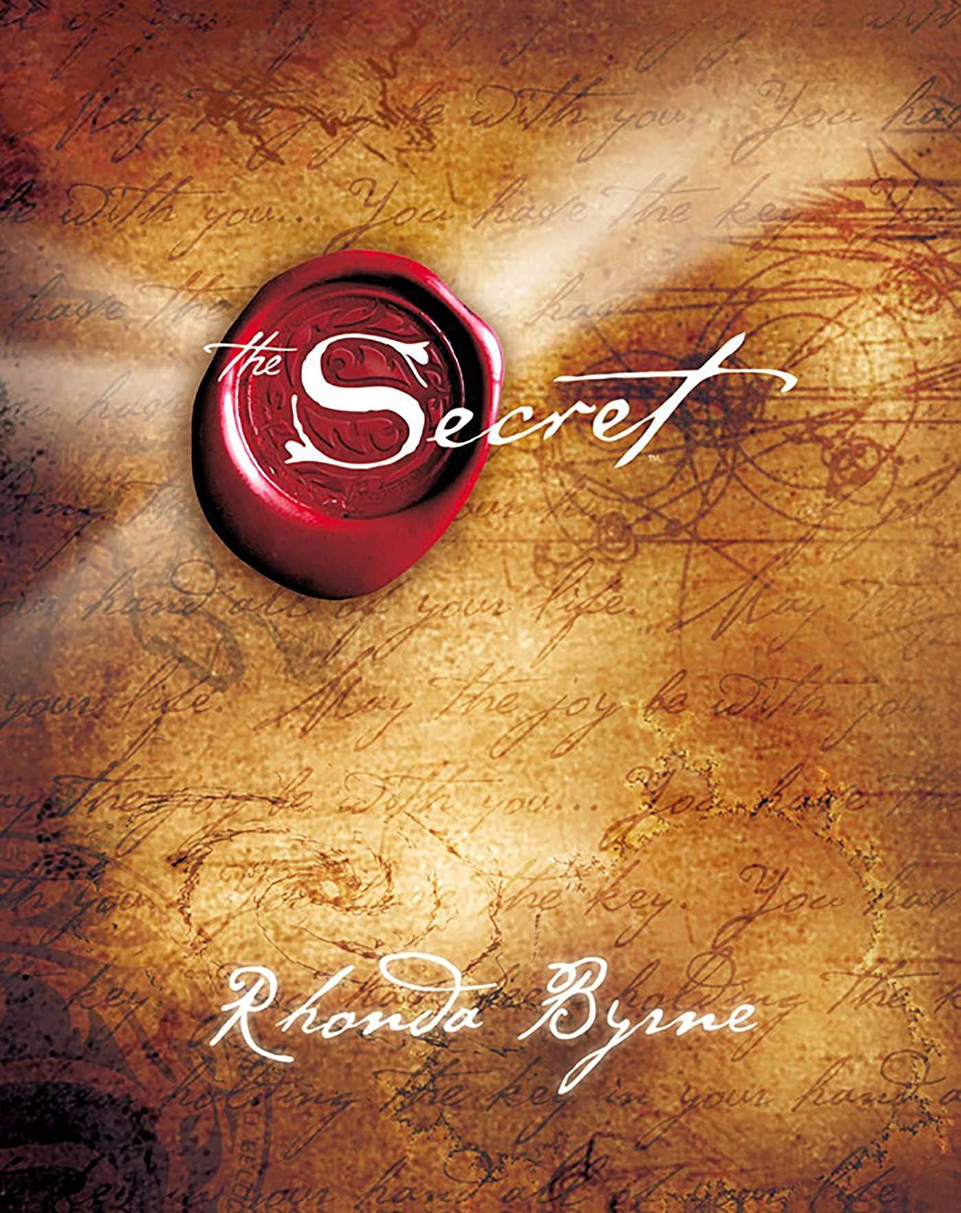 The Secret Series 4-book collection set by Rhonda Byrne displayed upright on a wooden table showing hardcover and paperback spines