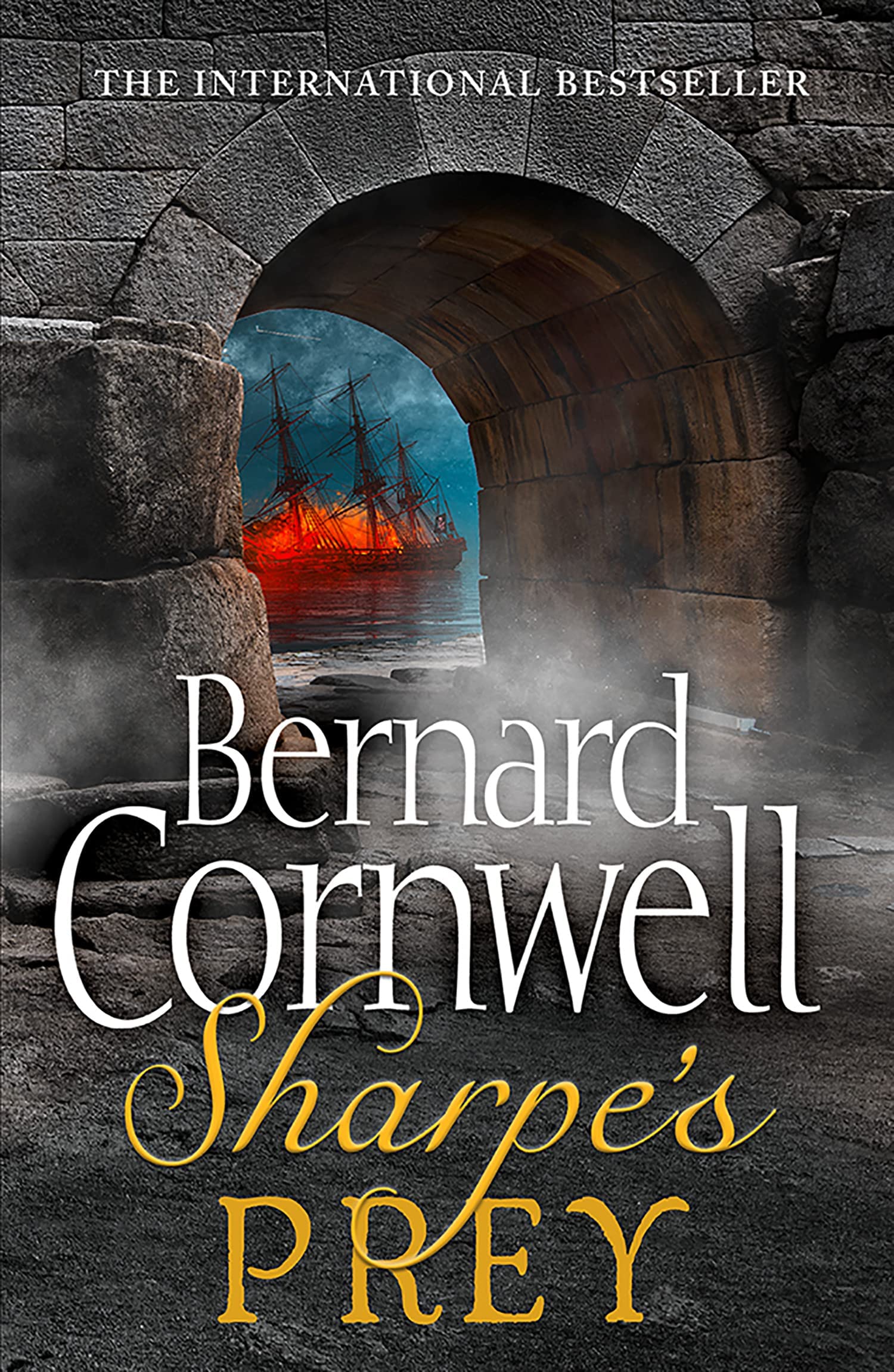All five Sharpe Series paperbacks by Bernard Cornwell stacked together showing spines