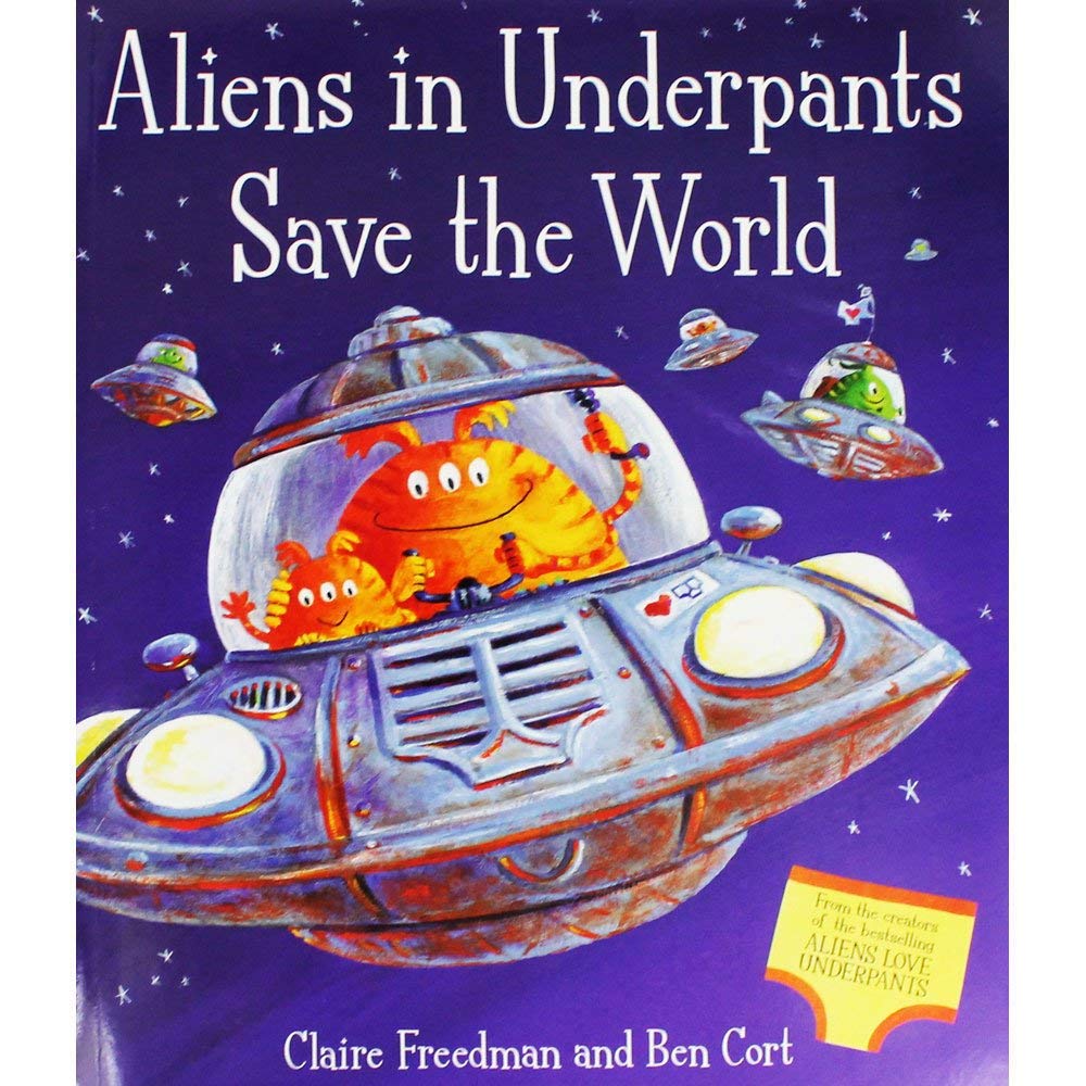 Alternate angle of the six paperback books from the Underpants collection set by Claire Freedman and Ben Cort.