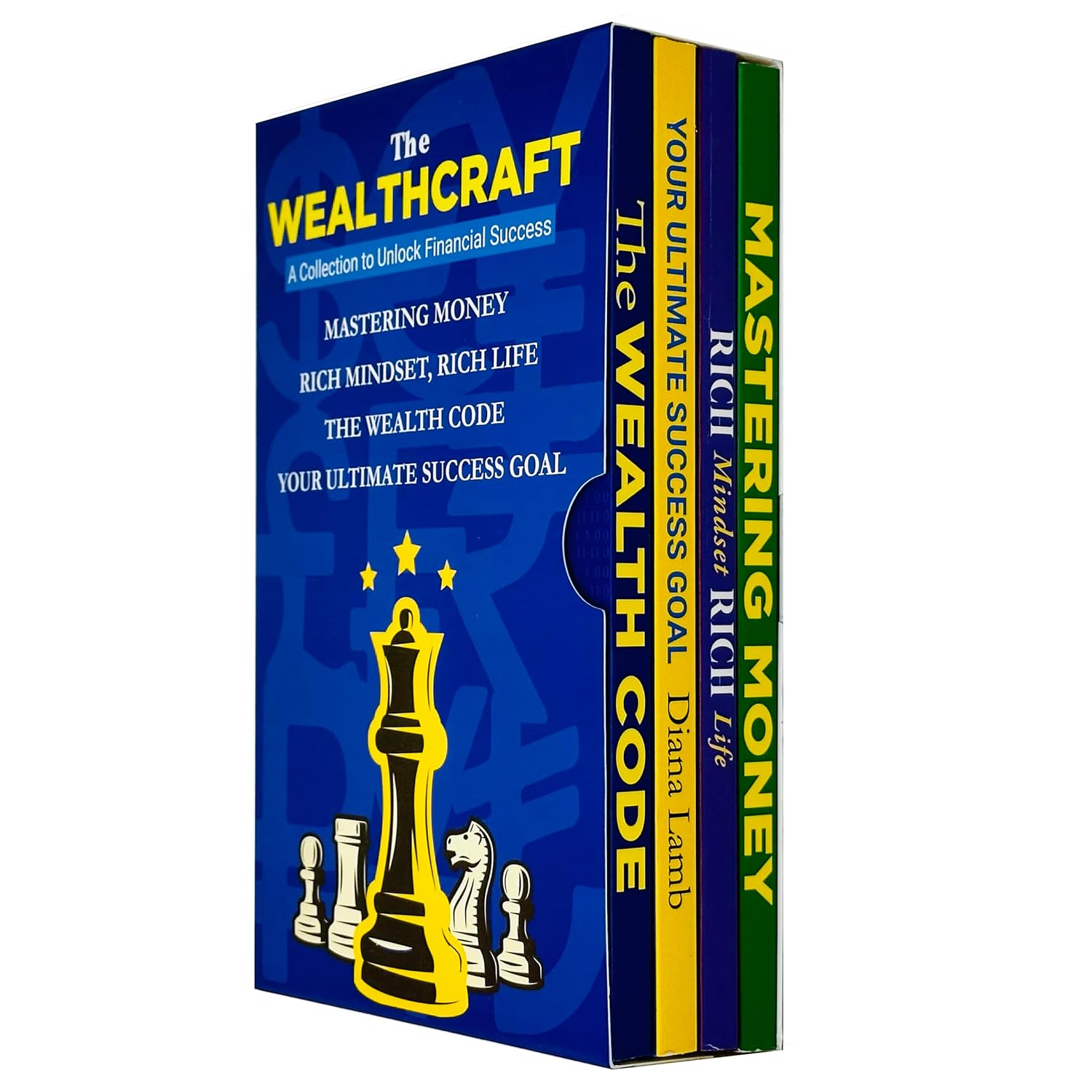 The Wealthcraft Collection 4 book paperback set front covers - Mastering Money, Rich Mindset Rich Life, Your Ultimate Success Goal, The Wealth Code
