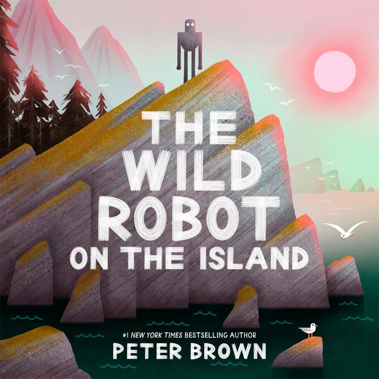 Stacked spines of the Wild Robot 4-book paperback collection set for ages 8-12, grades 3-7