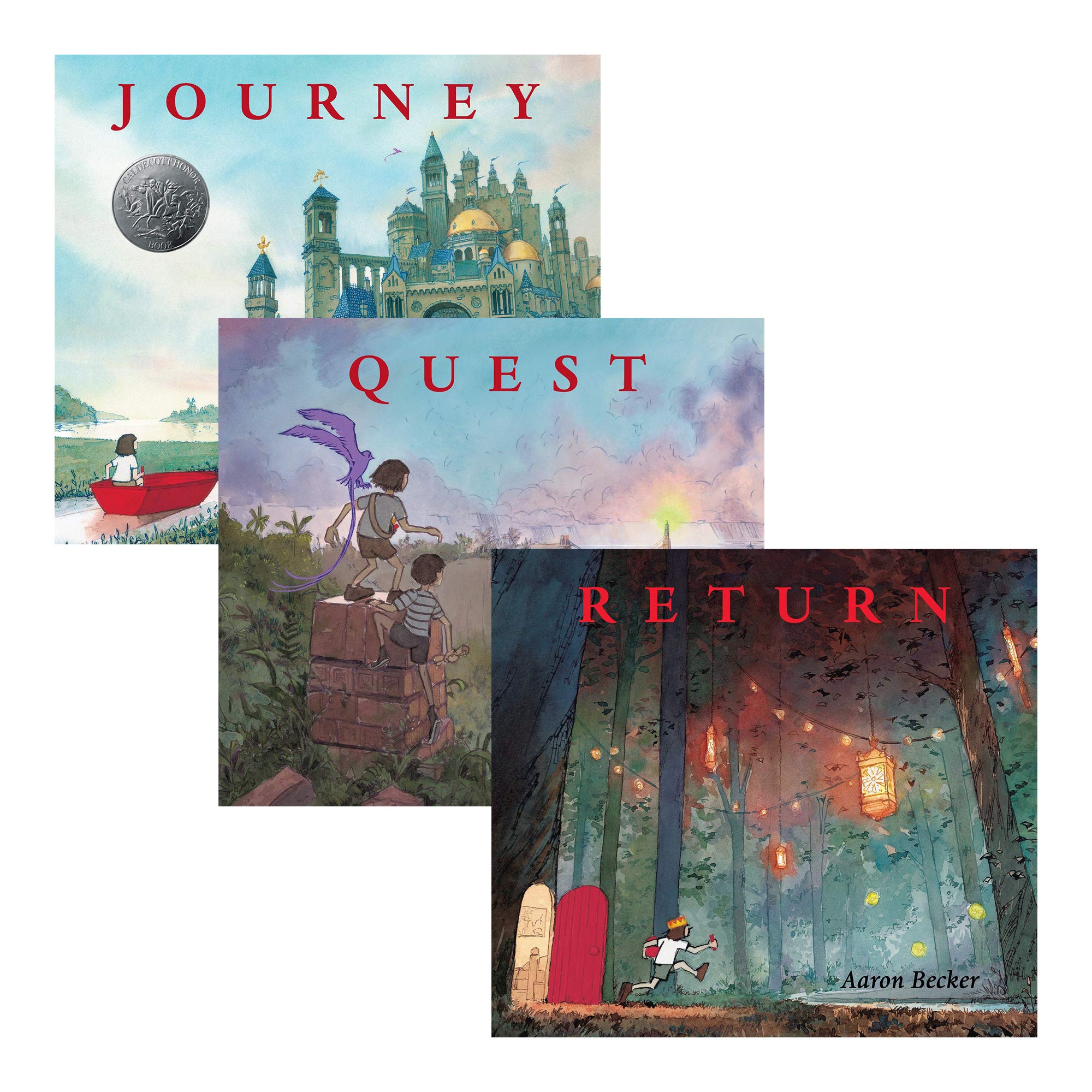 The Wordless Trilogy by Aaron Becker paperback box set — Journey, Quest, and Return covers shown together.