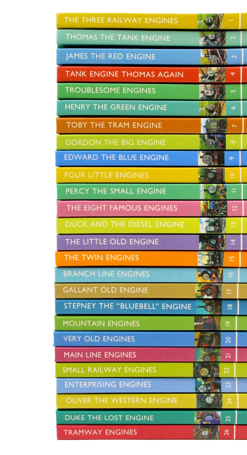 Back cover and box packaging of the Thomas the Tank Engine Railway Series Classic Library collection