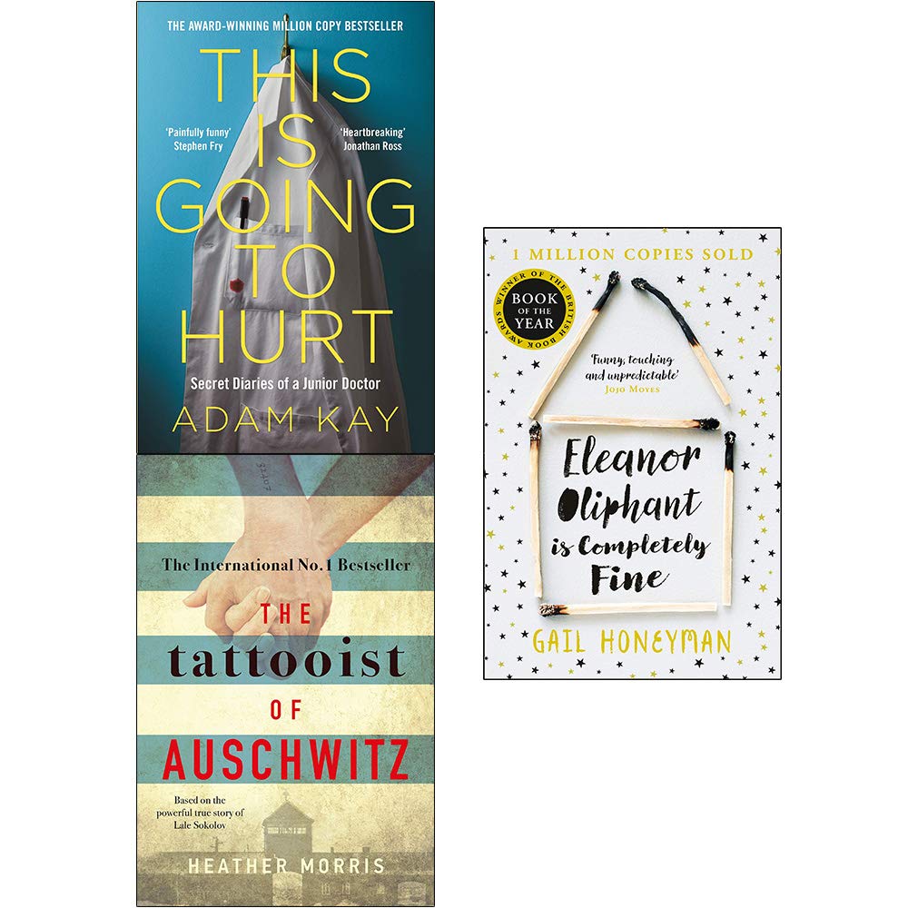 Three Reads 3-book paperback collection set front cover featuring This Is Going to Hurt, The Tattooist of Auschwitz, and Eleanor Oliphant Is Completely Fine.