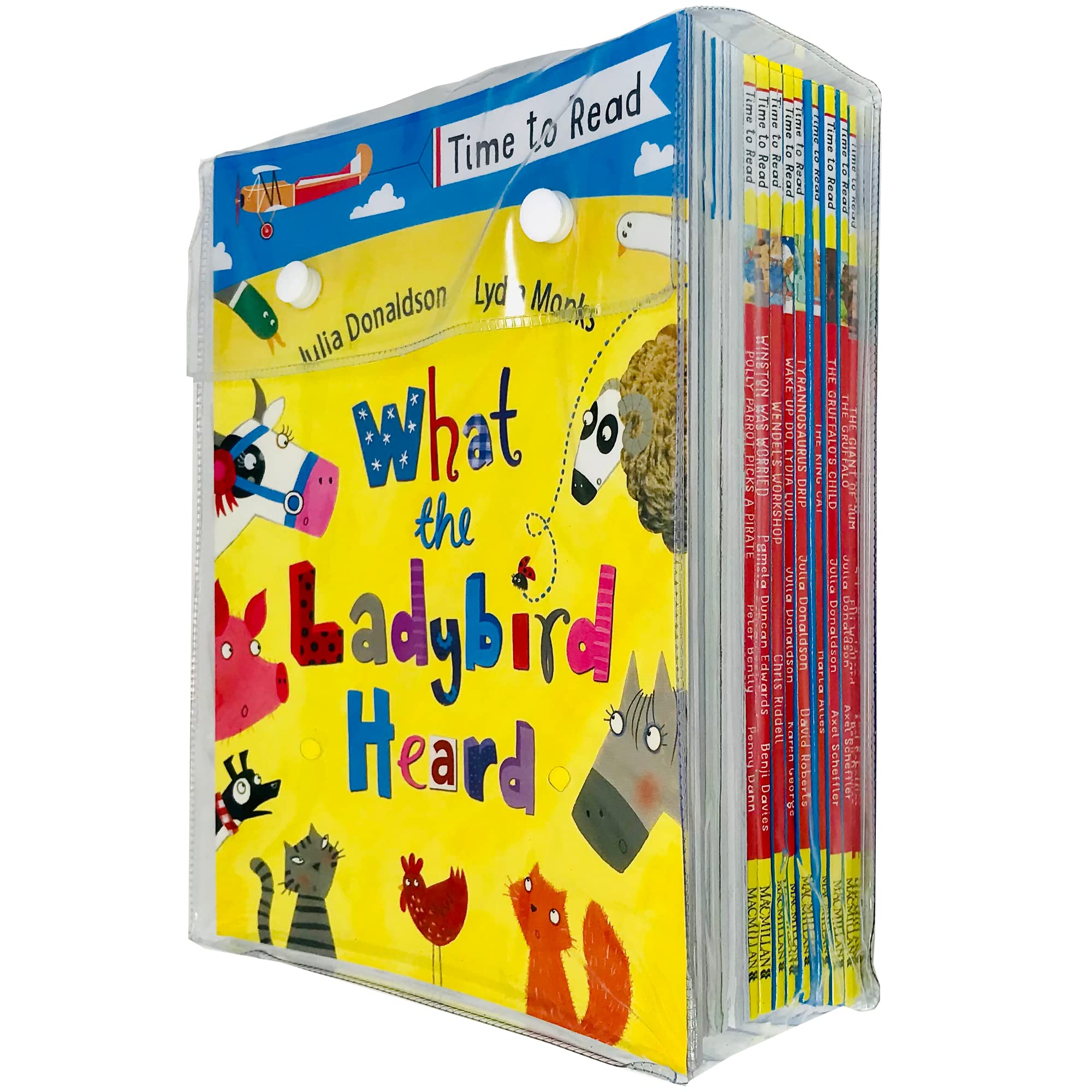 Full set of 20 Time to Read paperback picture books fanned out, showing titles including Room on the Broom, Wendel's Workshop, and Aunt Amelia