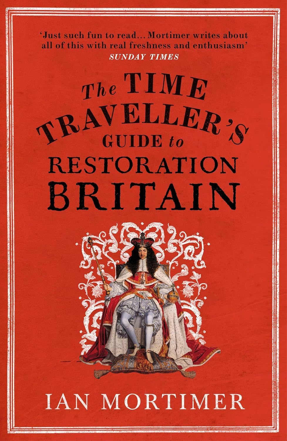 Close-up of The Time Traveller's Guide to Elizabethan England paperback cover by Ian Mortimer