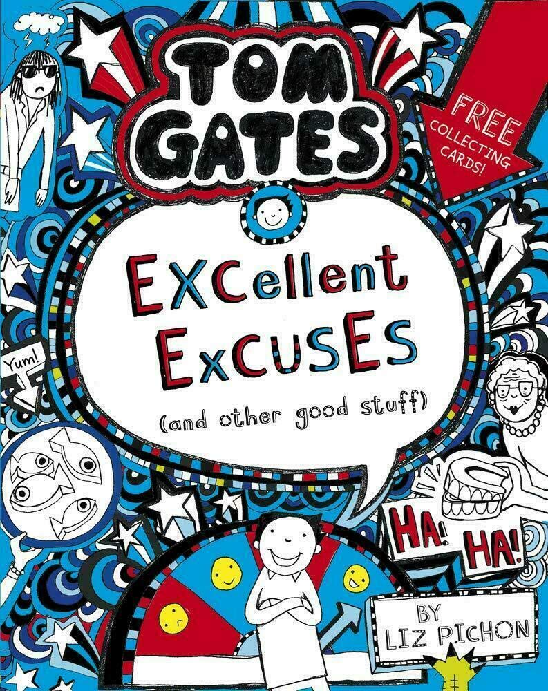 Tom Gates paperback collection back cover with series summary and Liz Pichon author details