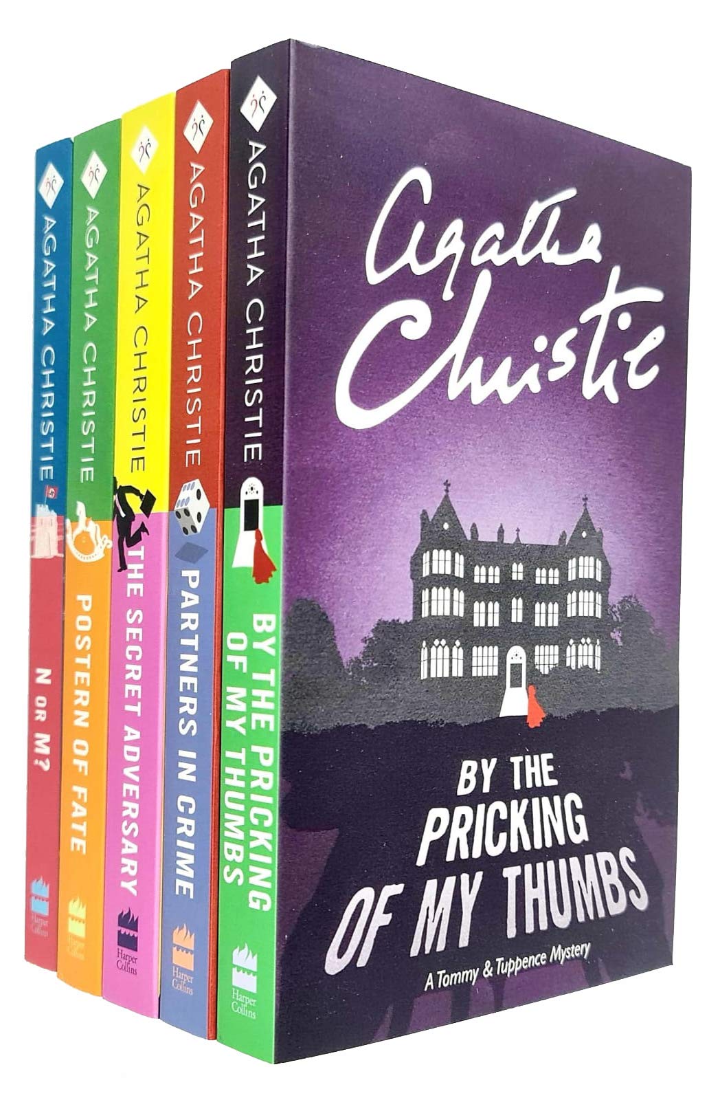 Front cover view of the Tommy and Tuppence Mystery Series 5 books paperback collection set by Agatha Christie