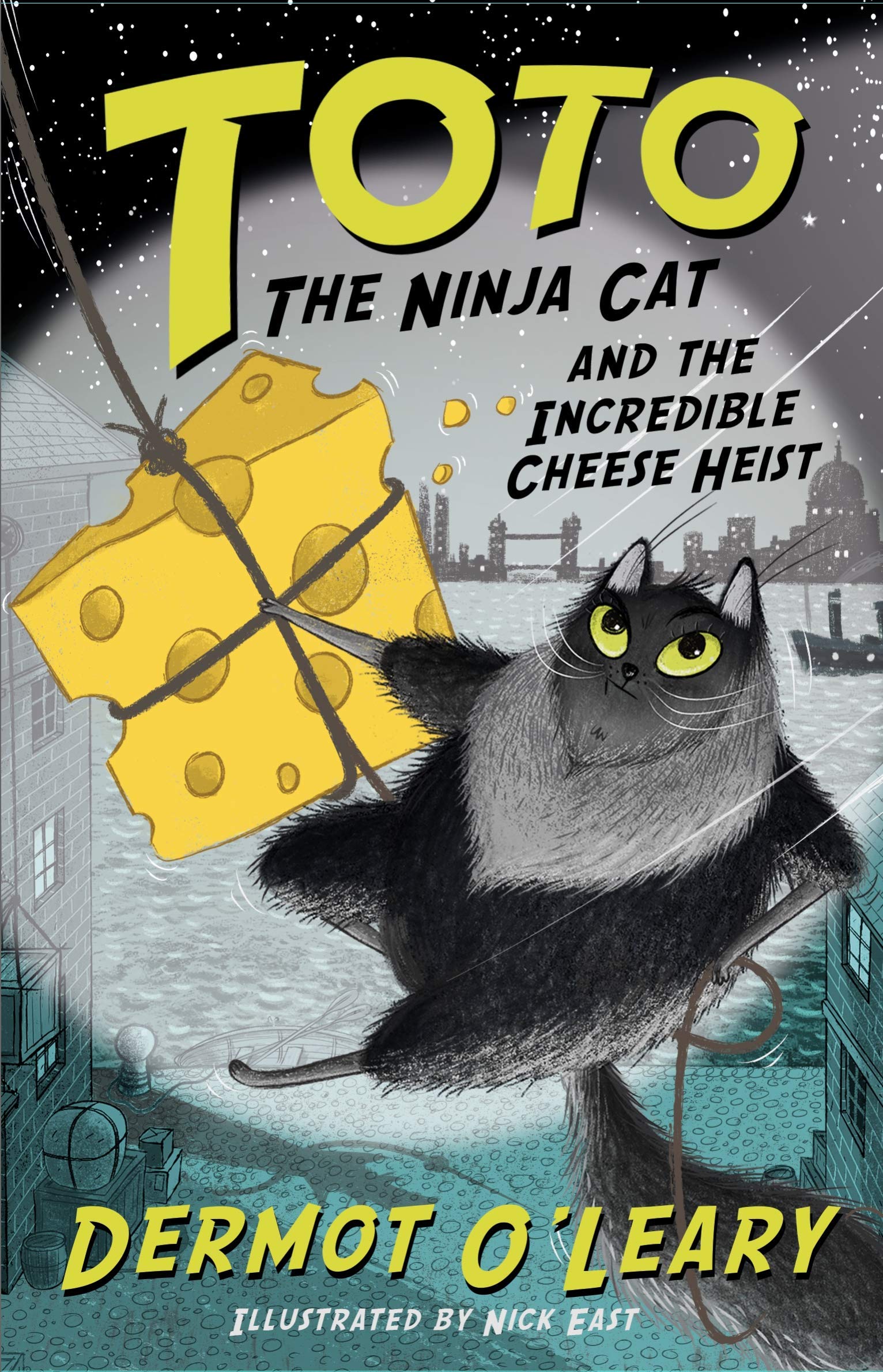 All four Toto the Ninja Cat paperback books fanned out showing the full Dermot O'Leary collection set
