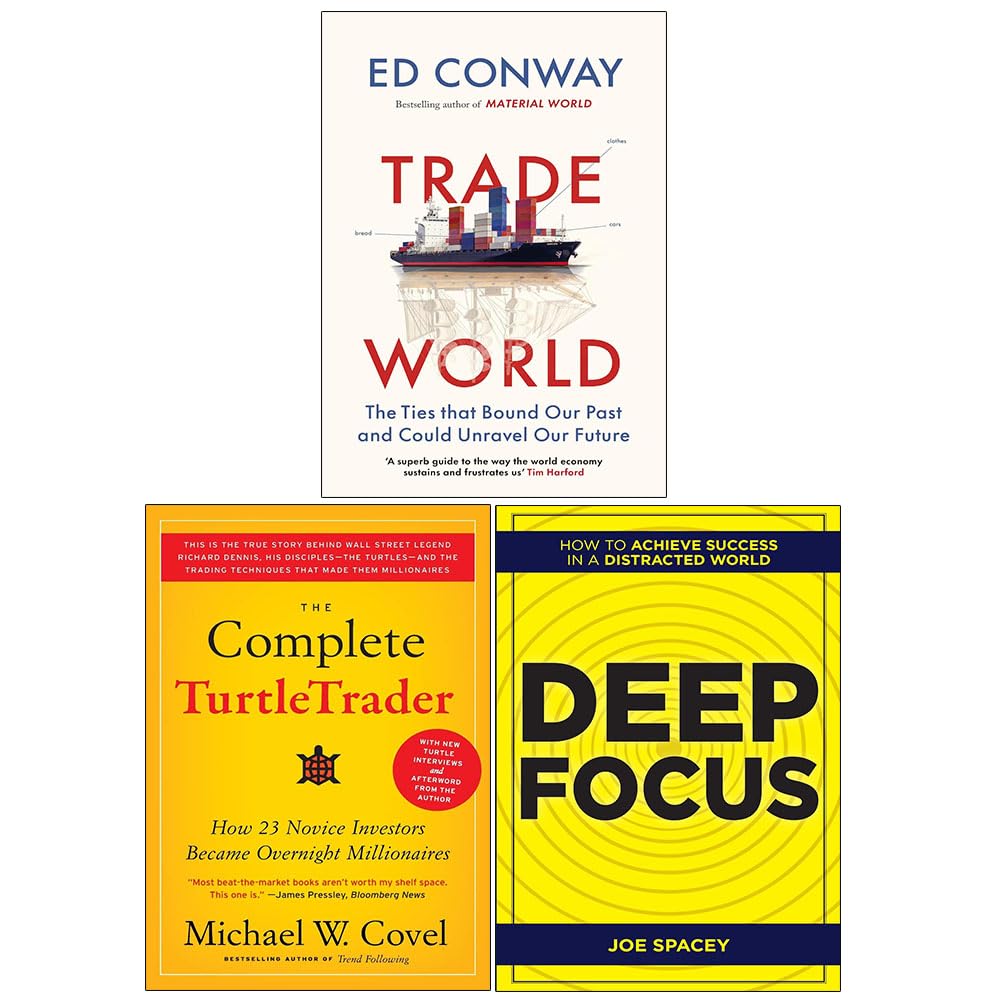 Trade World, The Complete TurtleTrader, and Deep Focus 3 books collection set paperback front covers