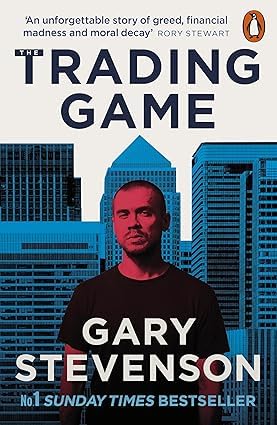 Close-up of The Trading Game paperback cover by Gary Stevenson, non-fiction finance memoir