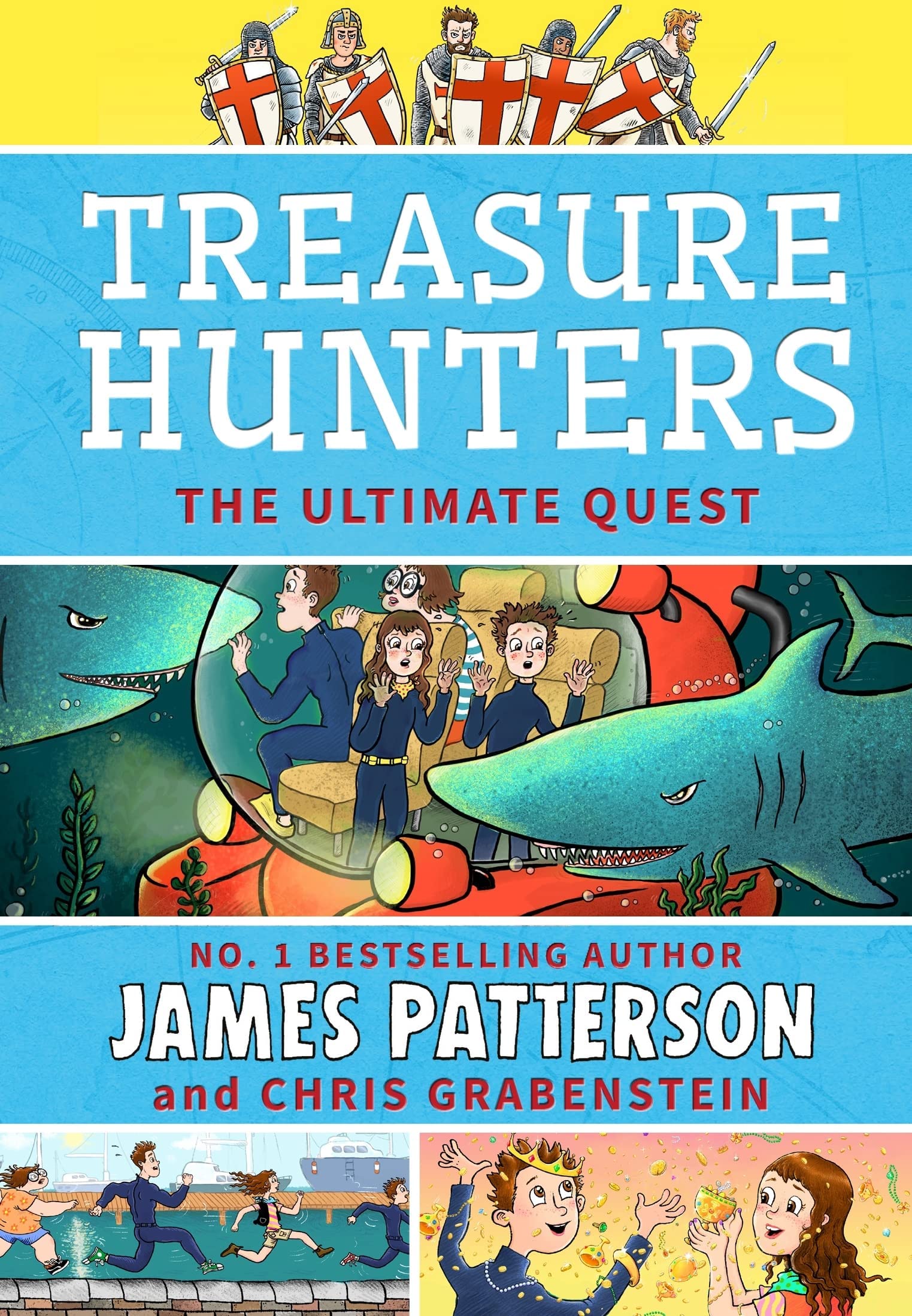 Back covers of the Treasure Hunters Books 6-8 James Patterson 3-book paperback collection set