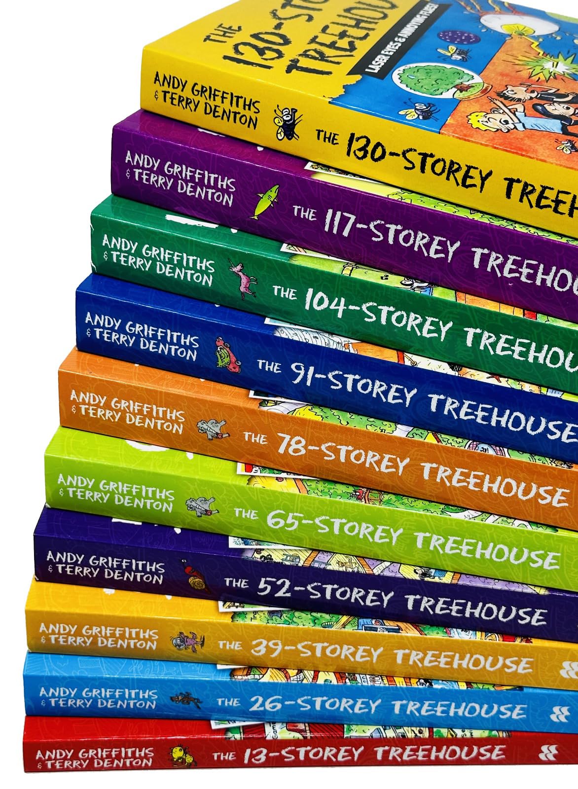 Treehouse Series books fanned out to show colorful covers and spines, ages 7-11 paperback set.