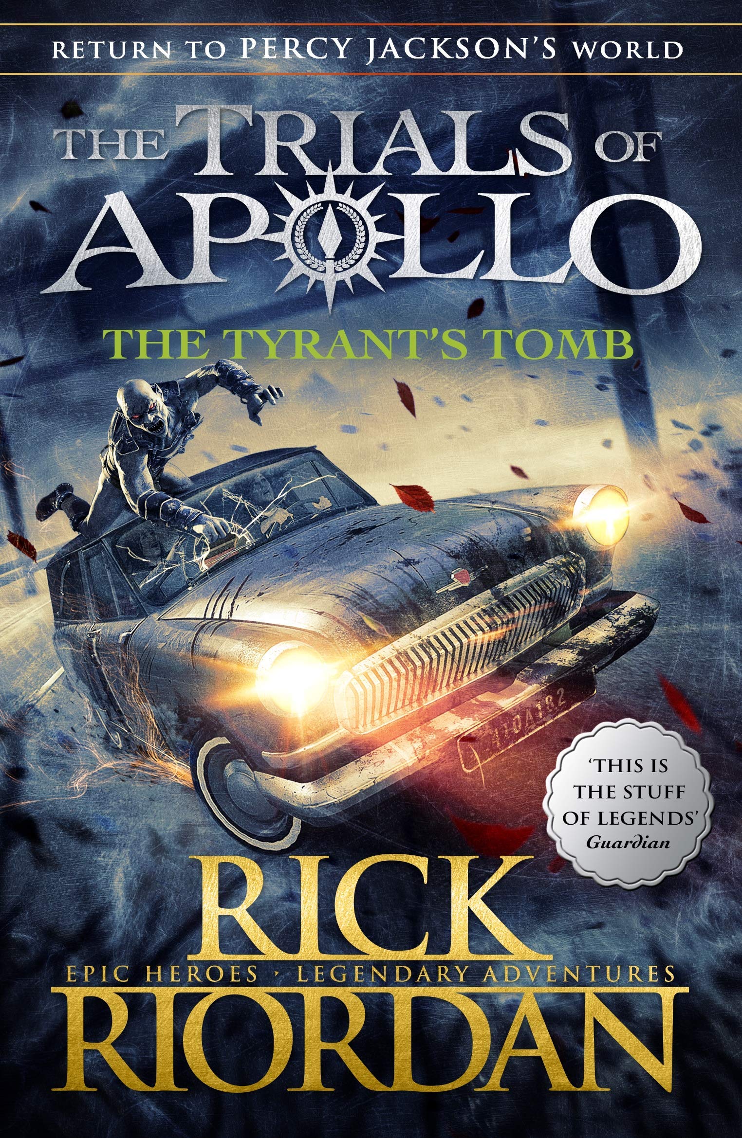Trials of Apollo 5-book collection by Rick Riordan - close-up of The Burning Maze and The Tyrant's Tomb covers from the set