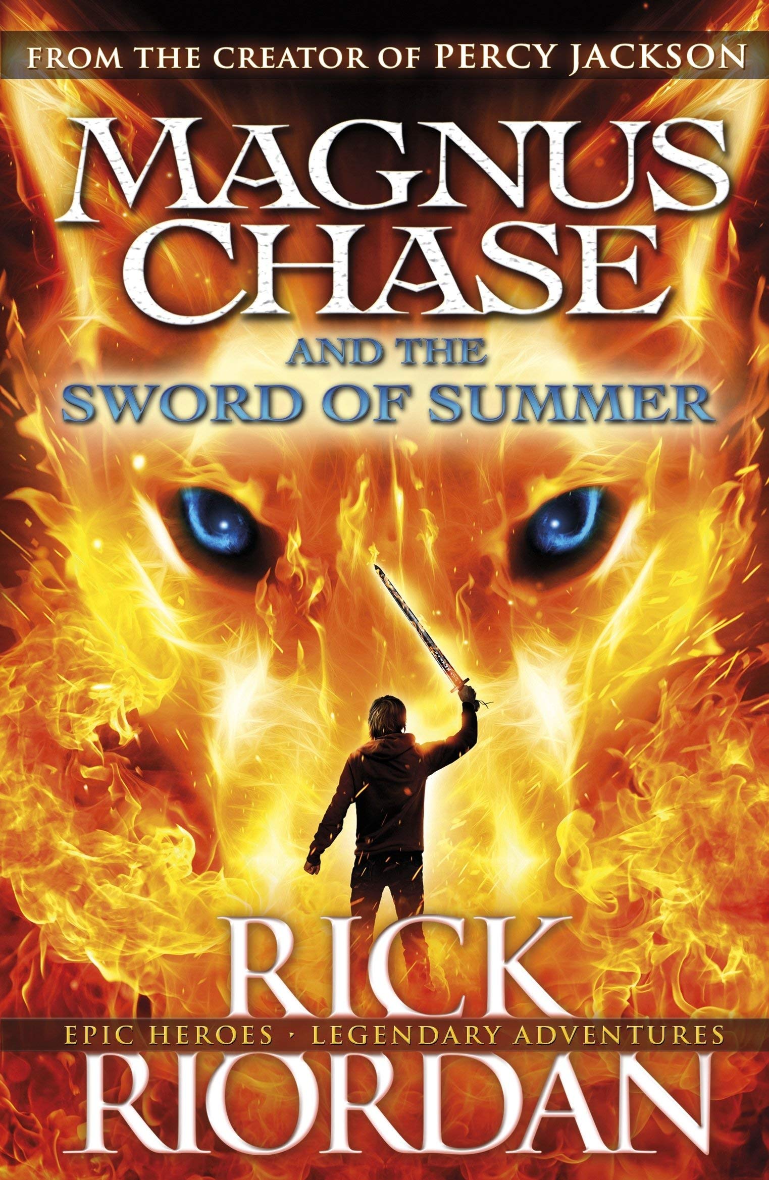 Close-up of The Sword of Summer and The Hammer of Thor paperback covers from the Magnus Chase series