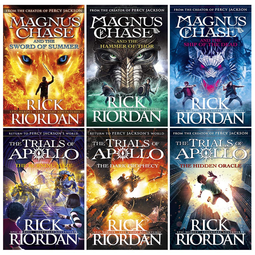Front cover of Rick Riordan Trials of Apollo & Magnus Chase 6 Books Collection Set paperback