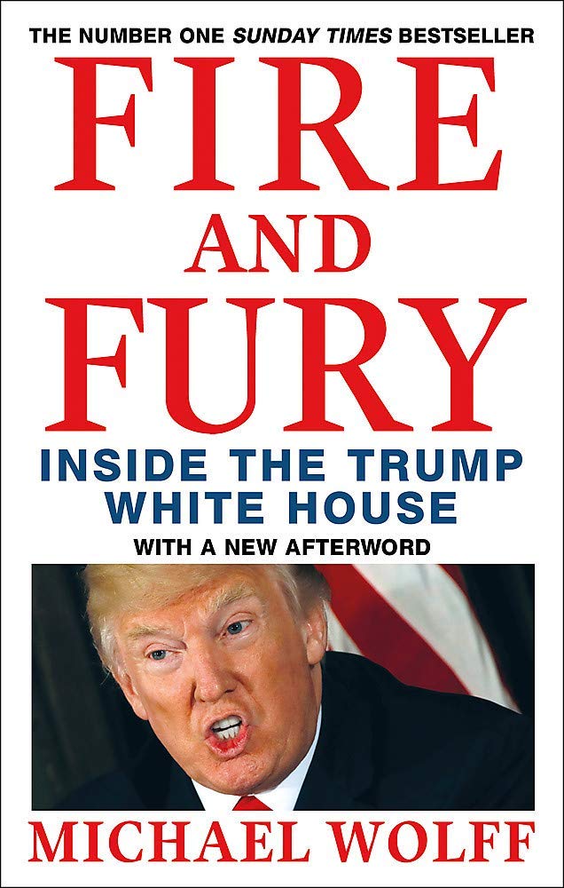 Close-up of the Fire and Fury and Siege paperback covers by Michael Wolff from the Trump Collection Set