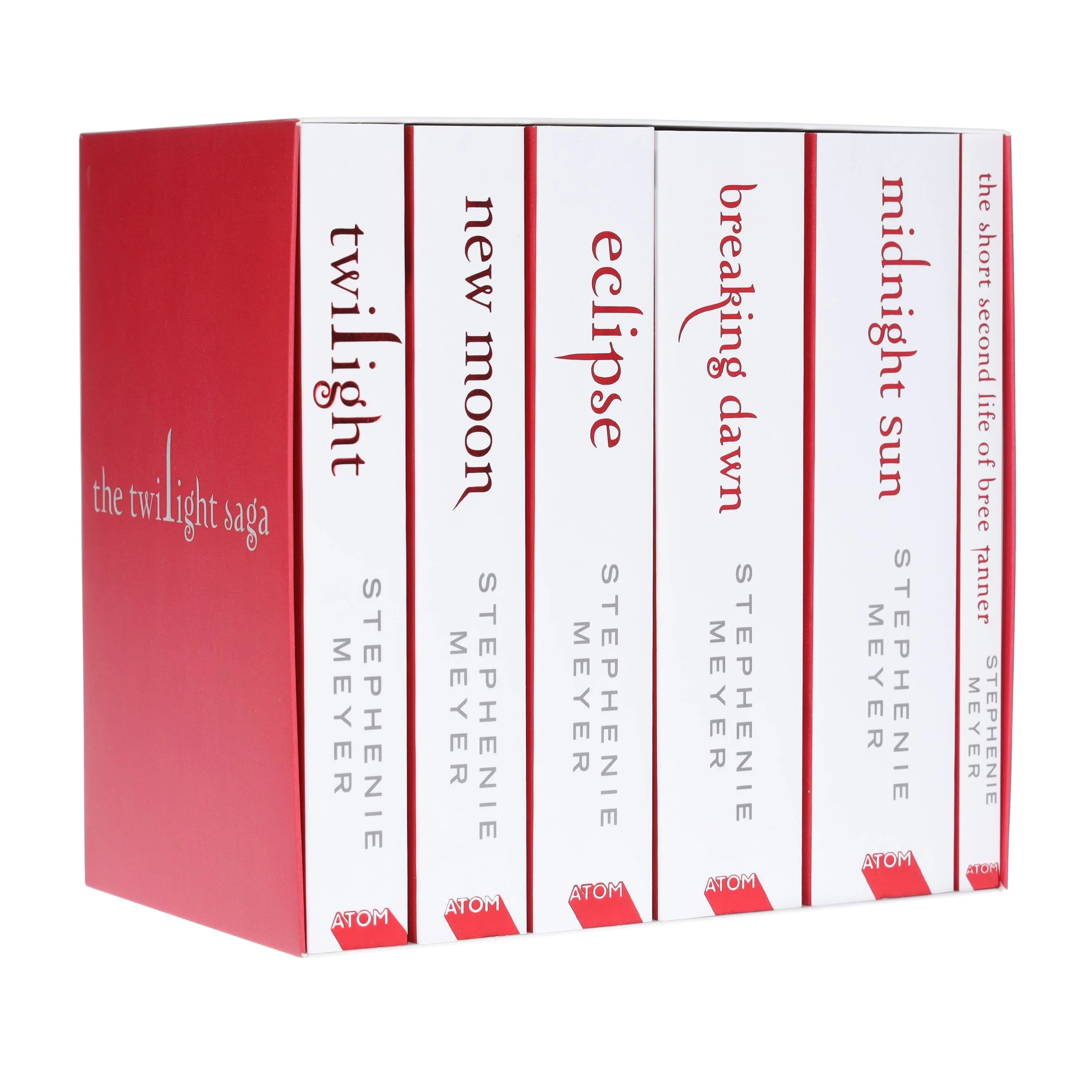 Twilight Saga paperback set showing all six books fanned out including Twilight, New Moon, and Eclipse
