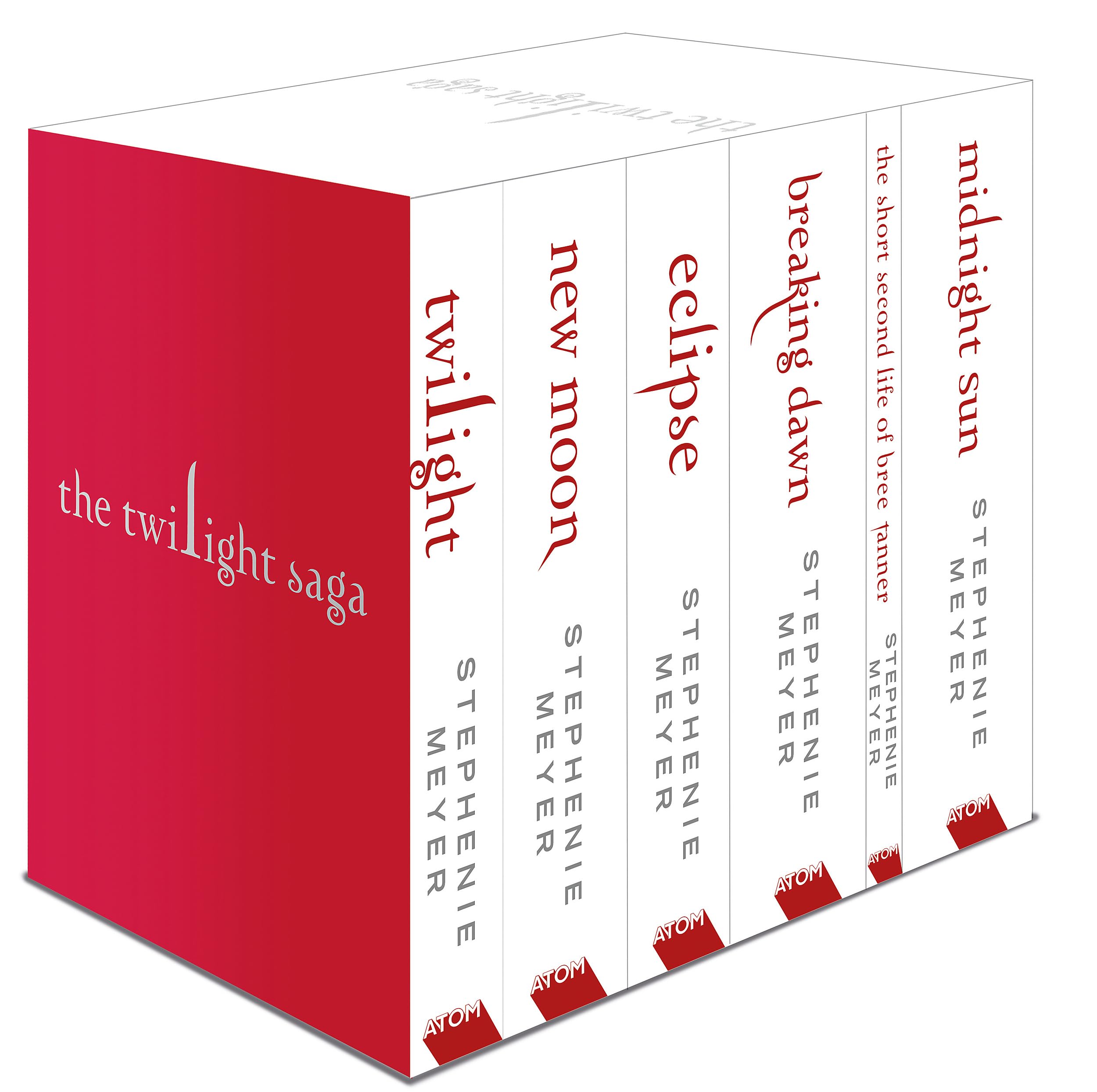 The Twilight Saga 6 Books Collection Set by Stephenie Meyer, white cover paperback edition, front cover