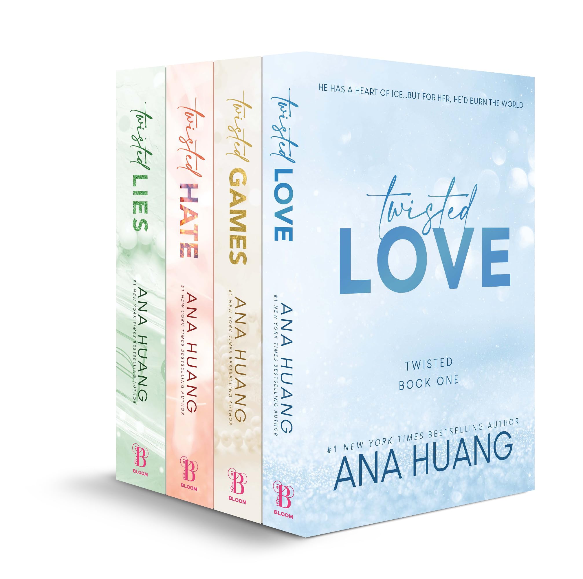 Front cover of the Twisted Series 4 book paperback collection set by Ana Huang, featuring Twisted Love, Twisted Games, Twisted Hate, and Twisted Lies