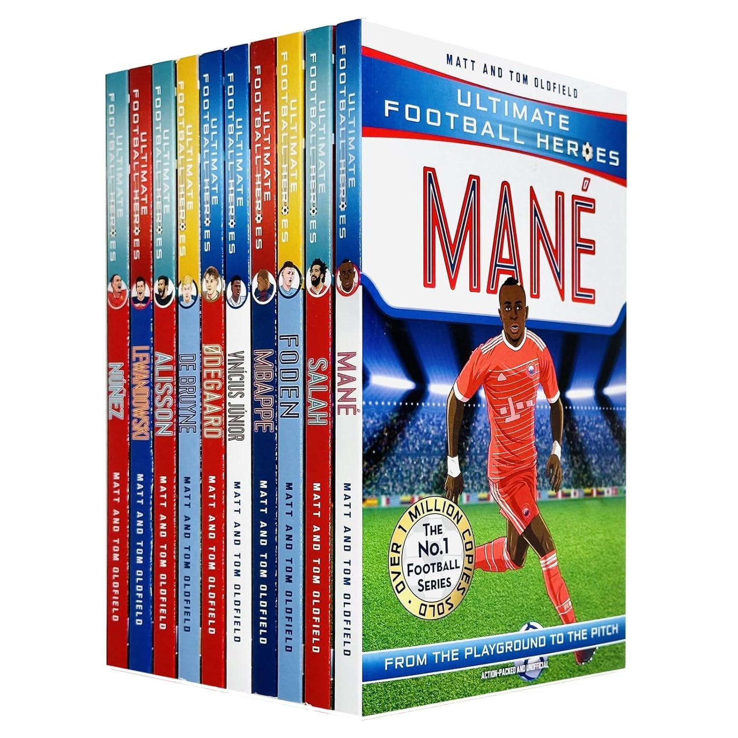 Ultimate Football Heroes paperback set - back cover showing full list of the 20 football biography titles