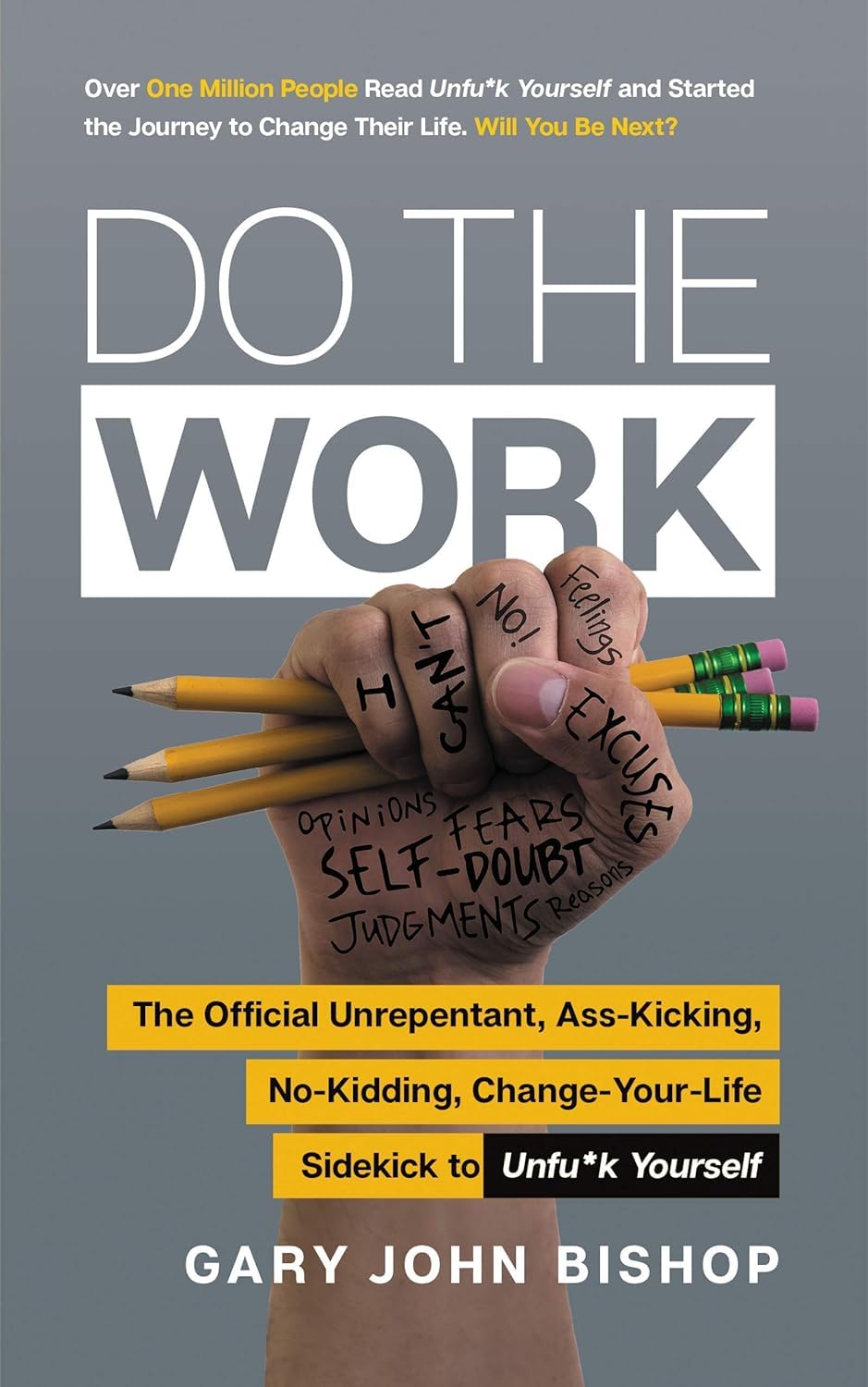 Close-up of the two paperback book spines and covers from the Unfu*k Yourself Series by Gary John Bishop