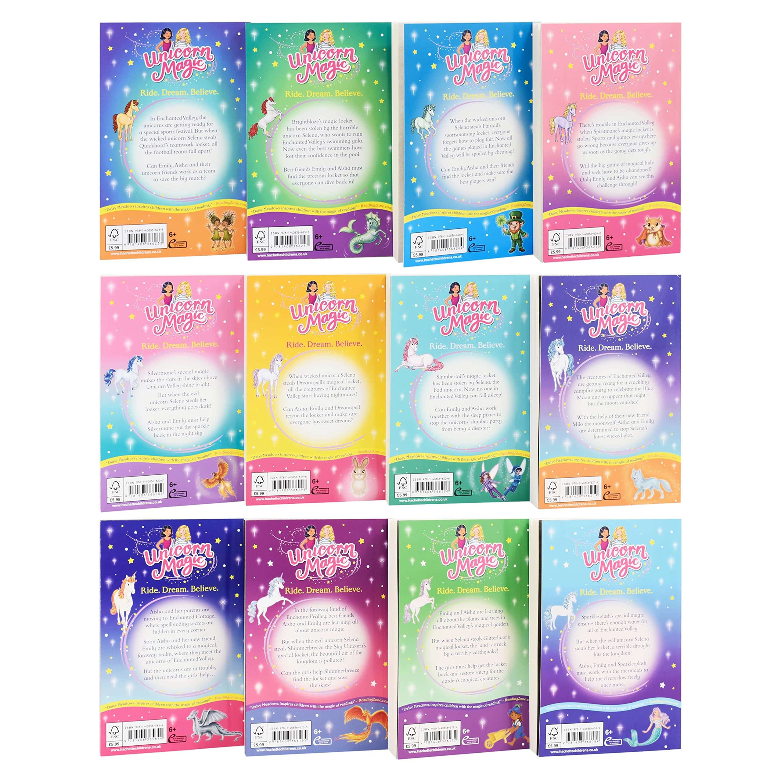 Unicorn Magic Enchanted Valley collection by Daisy Meadows - back cover with series description for ages 5-7