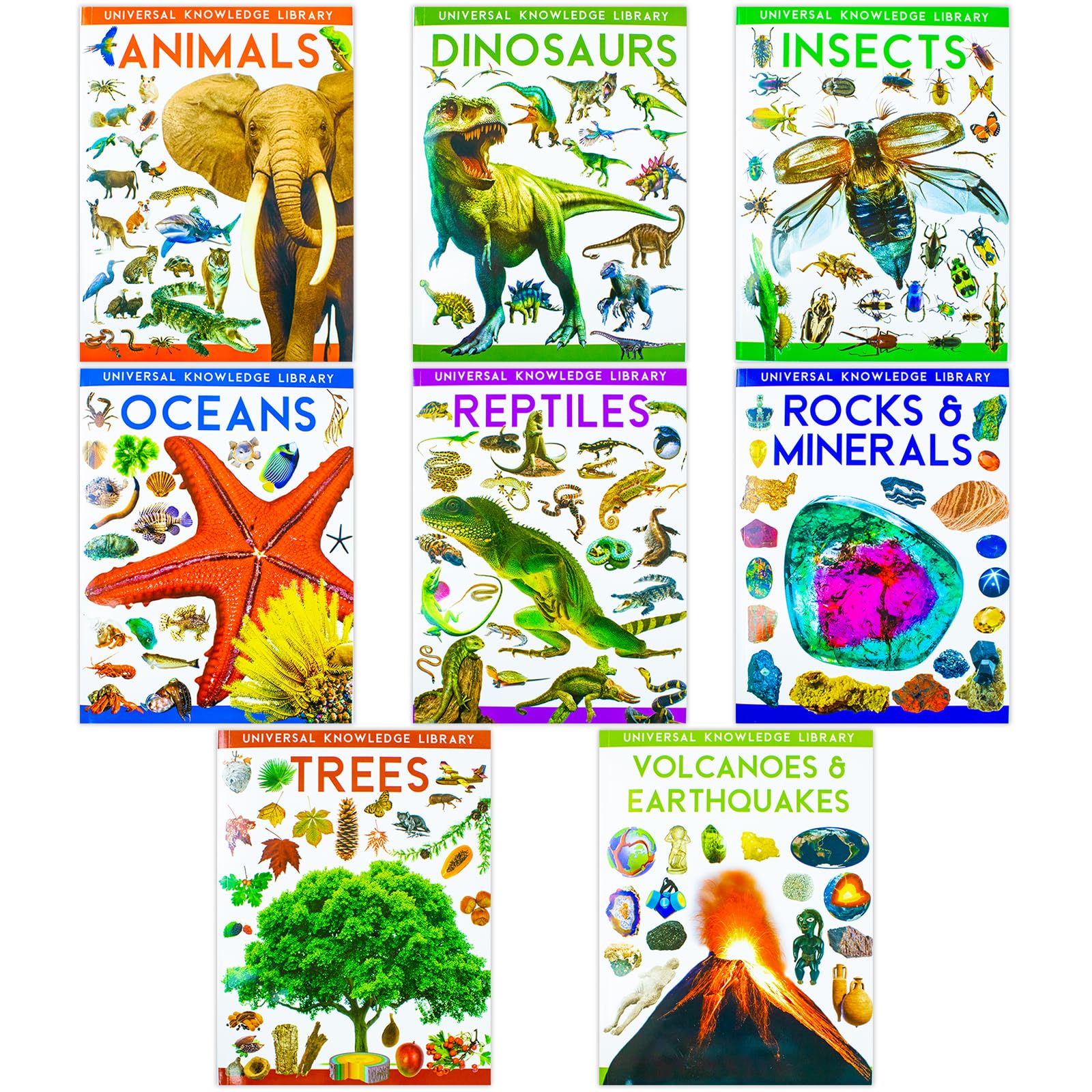 Universal Knowledge Library Animals and Nature 8 books - inside page spread from the Animals volume with illustrations