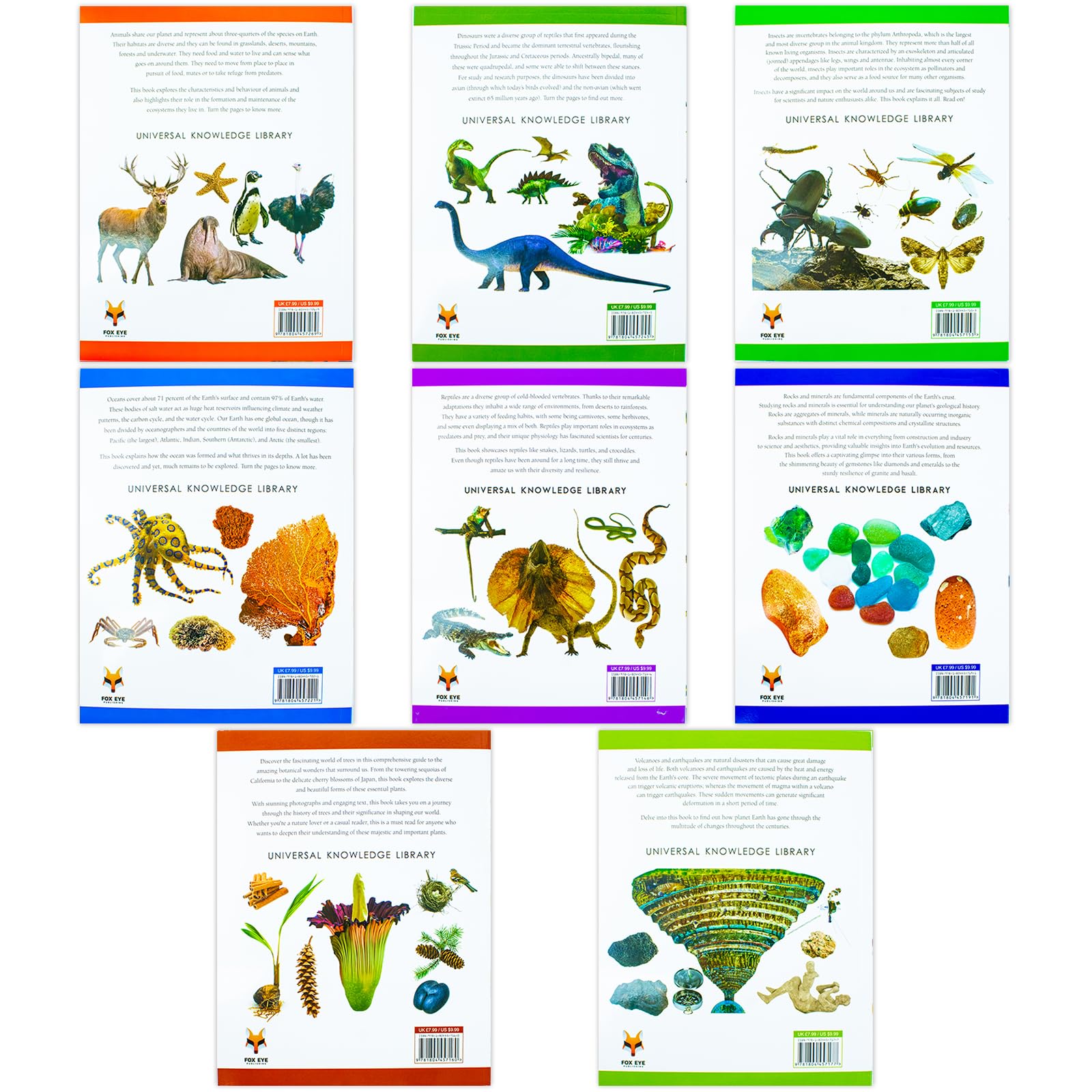 Universal Knowledge Library Animals and Nature 8 books - inside page spread from the Dinosaurs volume with diagrams