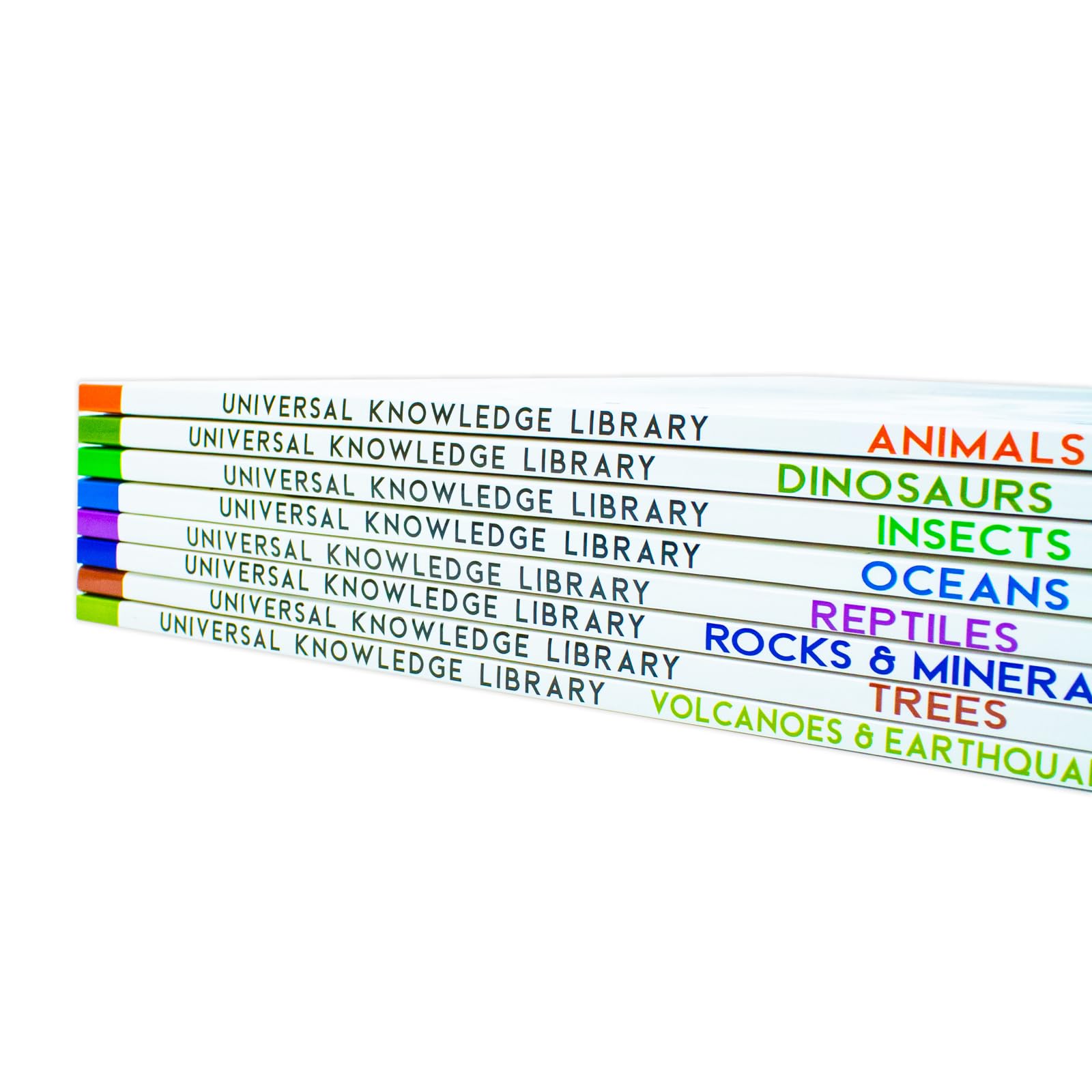 Universal Knowledge Library Animals and Nature 8 book paperback set - stacked spines showing all eight titles
