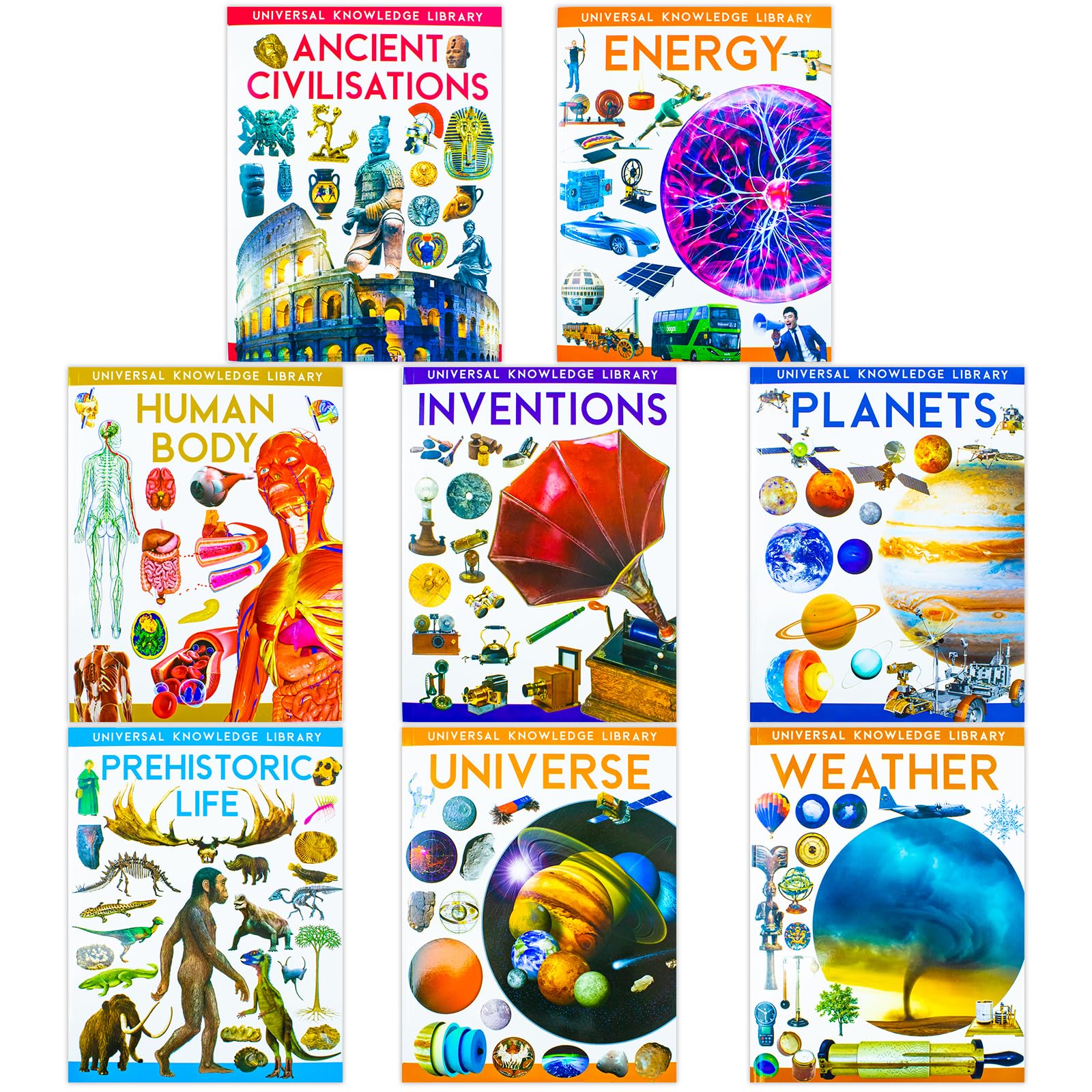 Prehistoric Life and Universe volumes from the Universal Knowledge Library 8 book paperback collection