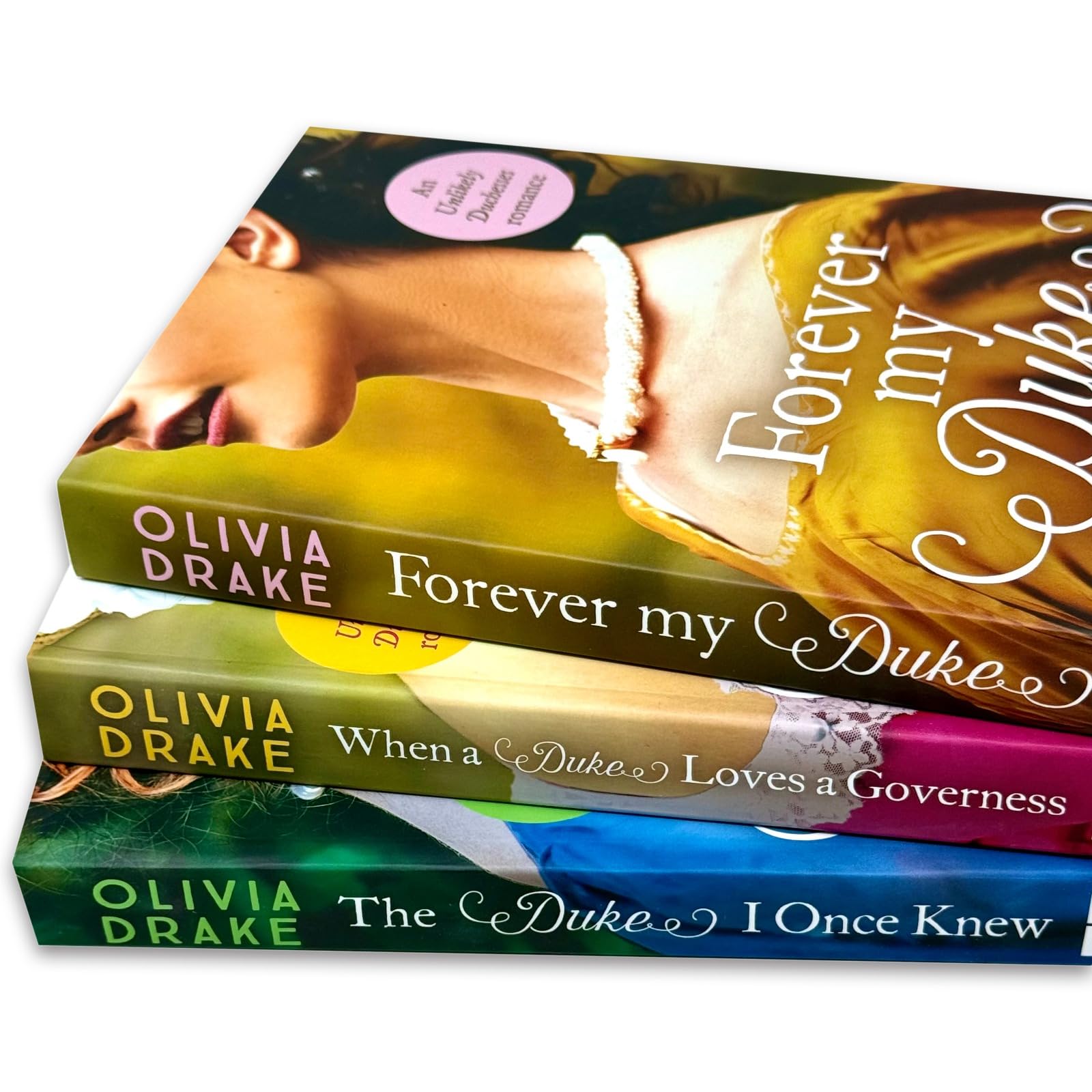 Forever My Duke by Olivia Drake paperback front cover, book two in the Unlikely Duchesses series