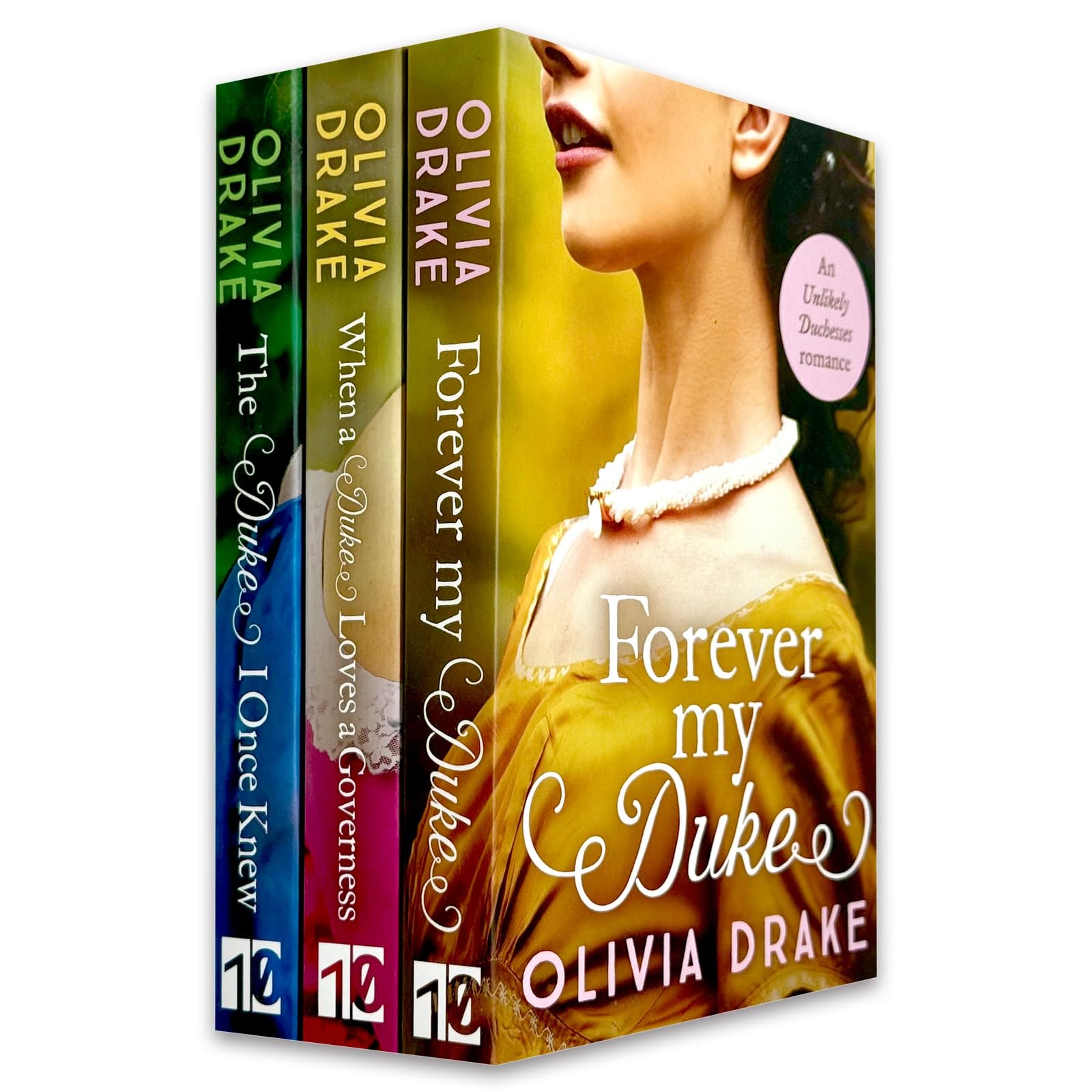 Front cover of Unlikely Duchesses Series 1-3 Books Collection Set by Olivia Drake, paperback Regency romance trilogy