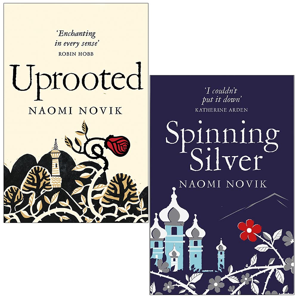 Uprooted and Spinning Silver by Naomi Novik 2 book paperback set front covers